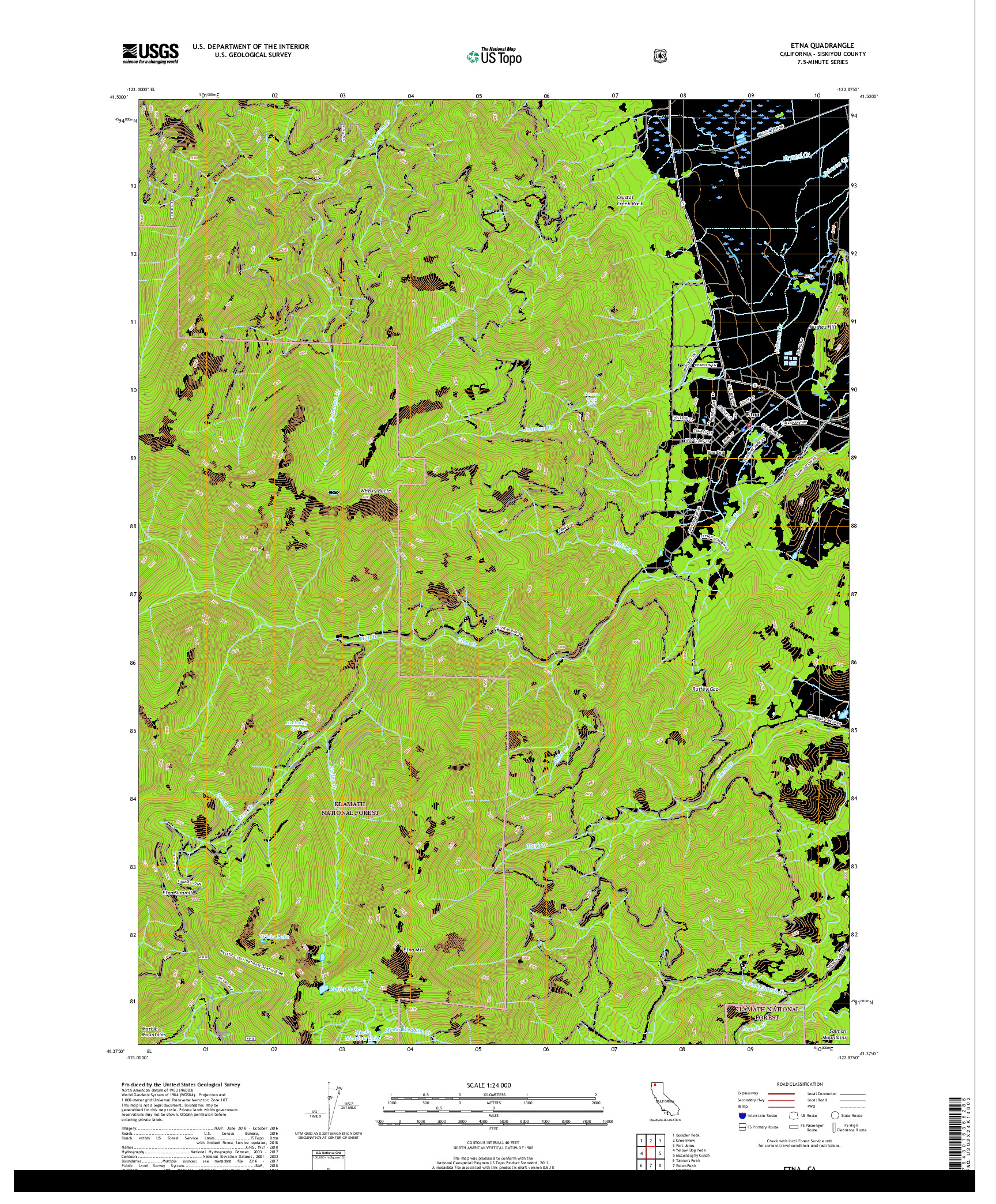 USGS US TOPO 7.5-MINUTE MAP FOR ETNA, CA 2018