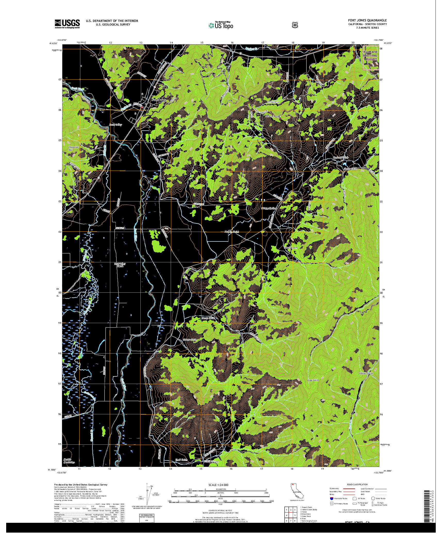 USGS US TOPO 7.5-MINUTE MAP FOR FORT JONES, CA 2018