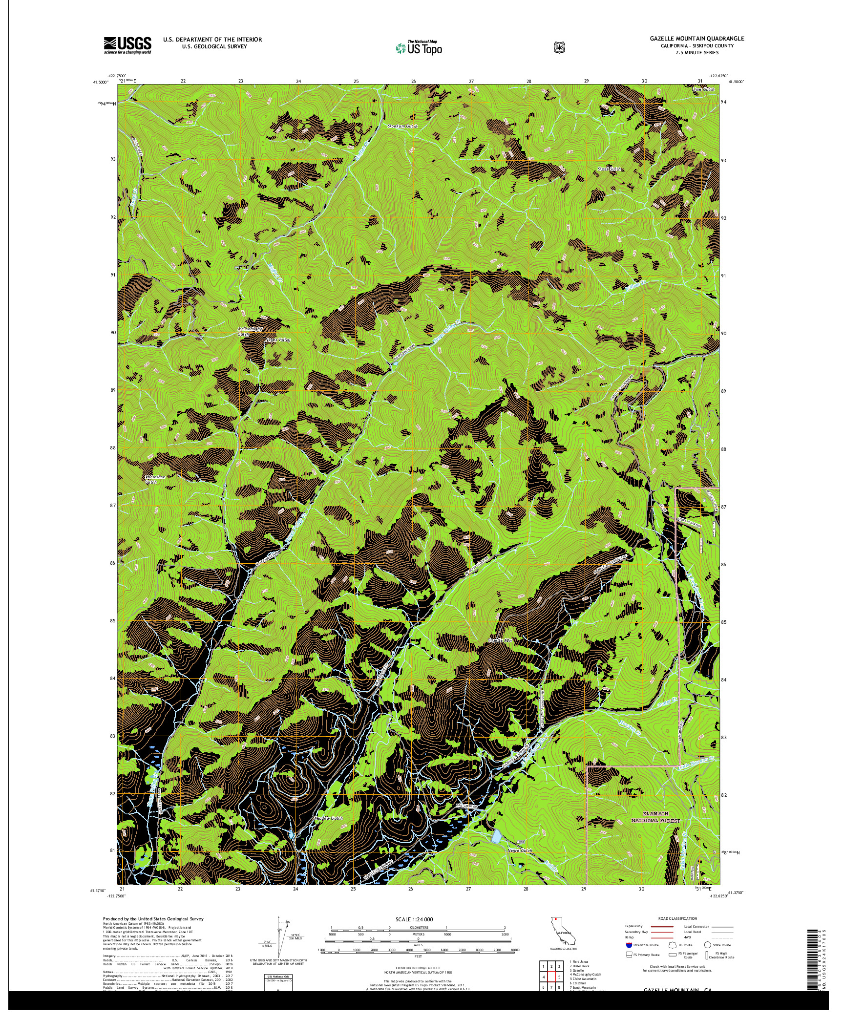 USGS US TOPO 7.5-MINUTE MAP FOR GAZELLE MOUNTAIN, CA 2018