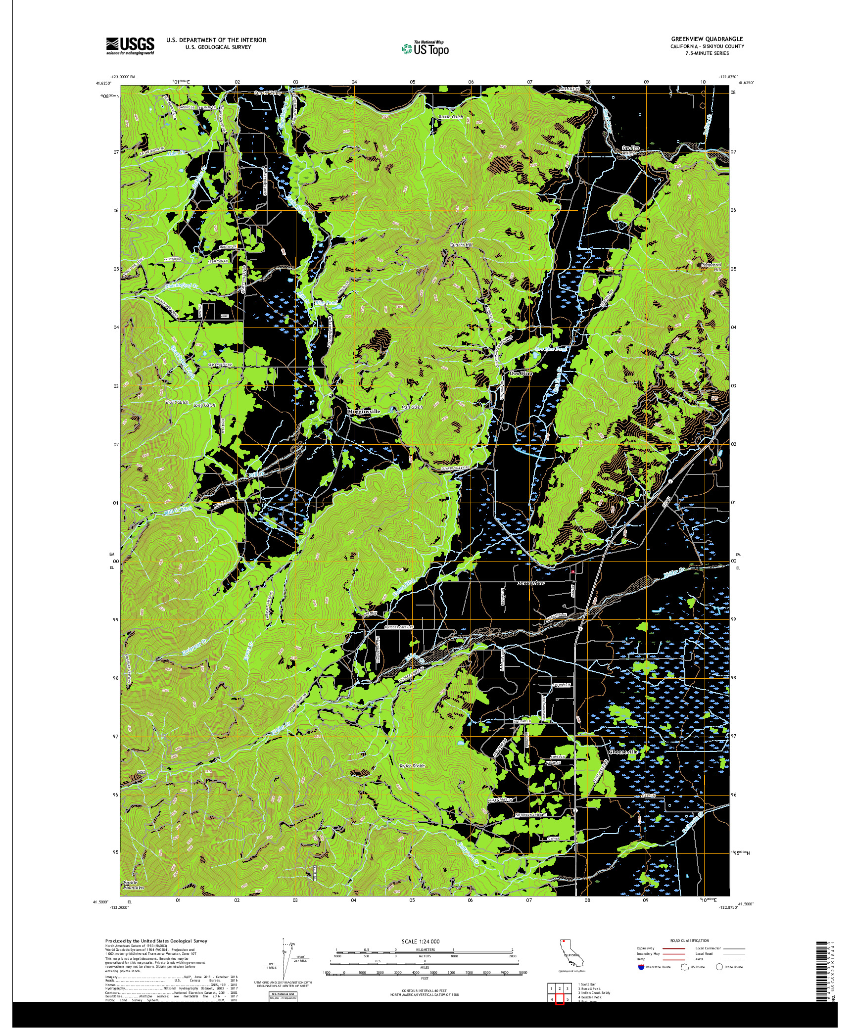 USGS US TOPO 7.5-MINUTE MAP FOR GREENVIEW, CA 2018