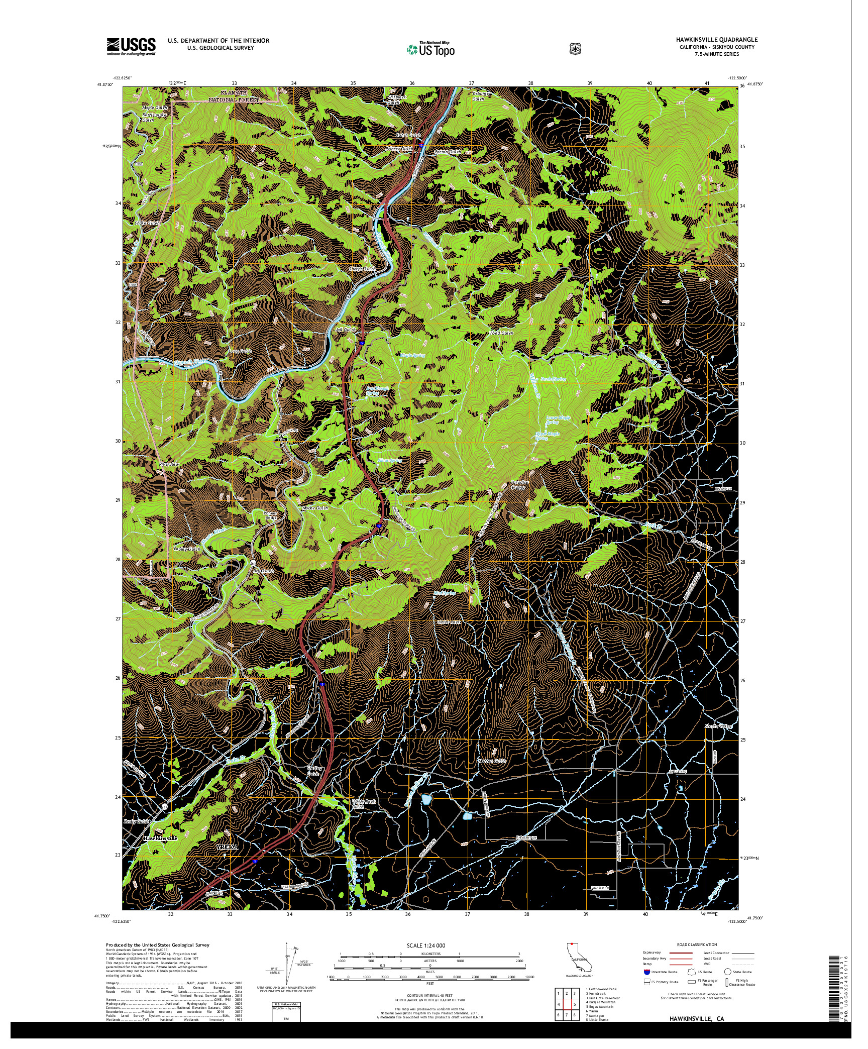 USGS US TOPO 7.5-MINUTE MAP FOR HAWKINSVILLE, CA 2018