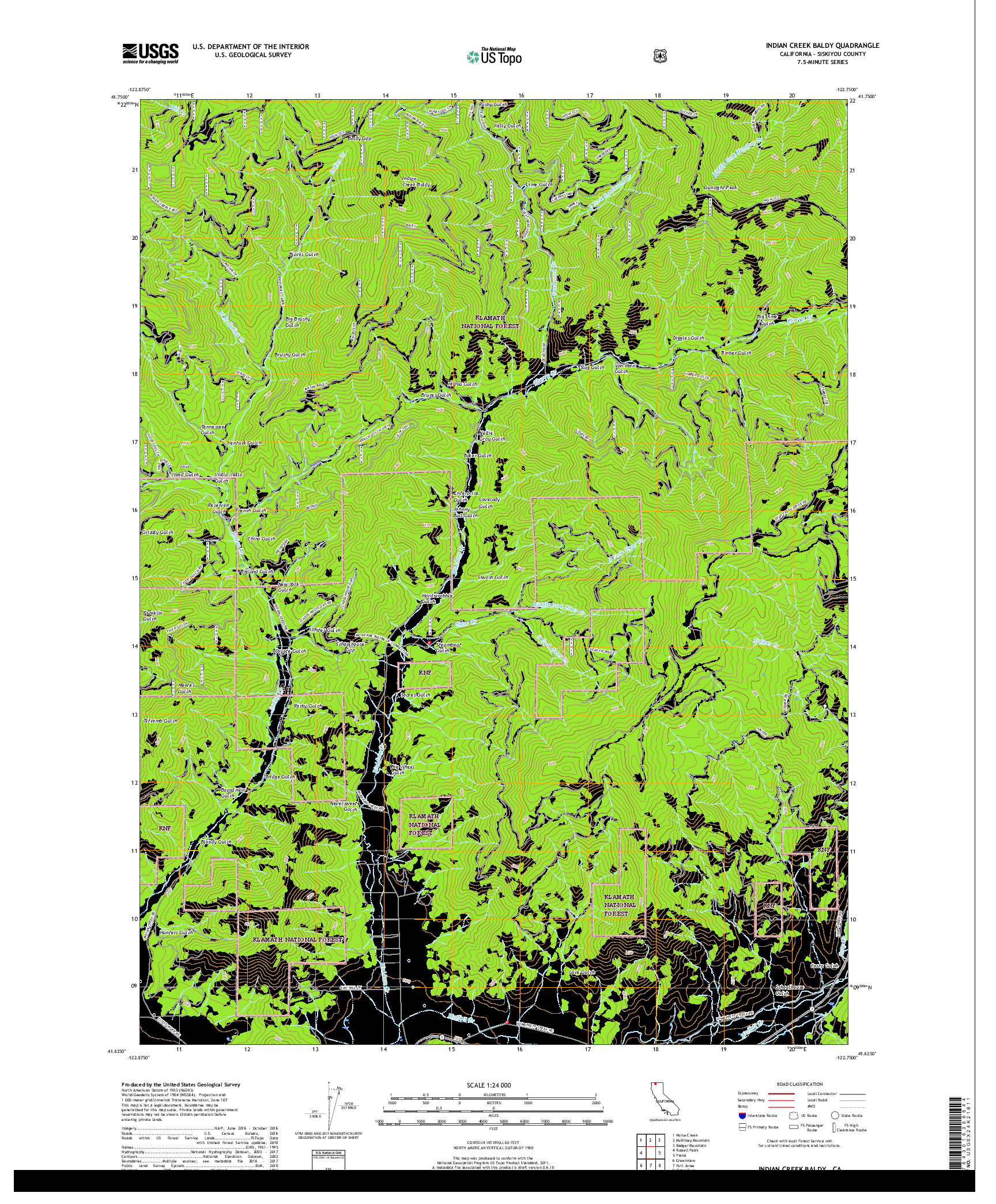 USGS US TOPO 7.5-MINUTE MAP FOR INDIAN CREEK BALDY, CA 2018