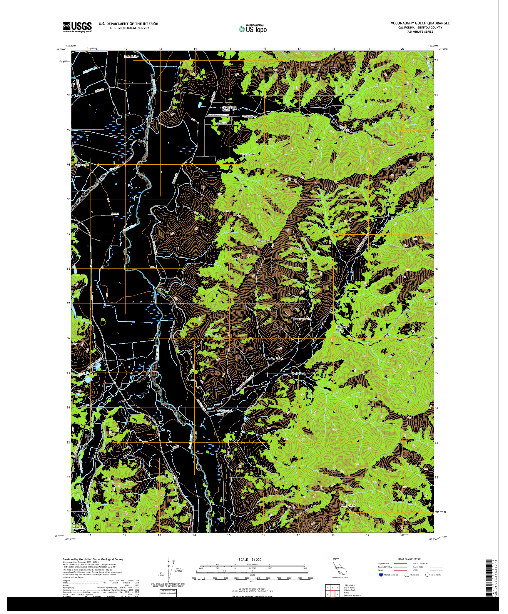 USGS US TOPO 7.5-MINUTE MAP FOR MCCONAUGHY GULCH, CA 2018