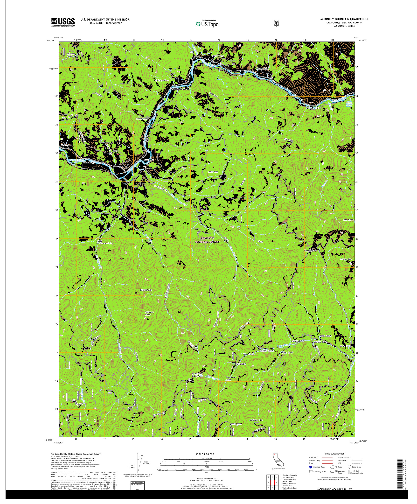 USGS US TOPO 7.5-MINUTE MAP FOR MCKINLEY MOUNTAIN, CA 2018