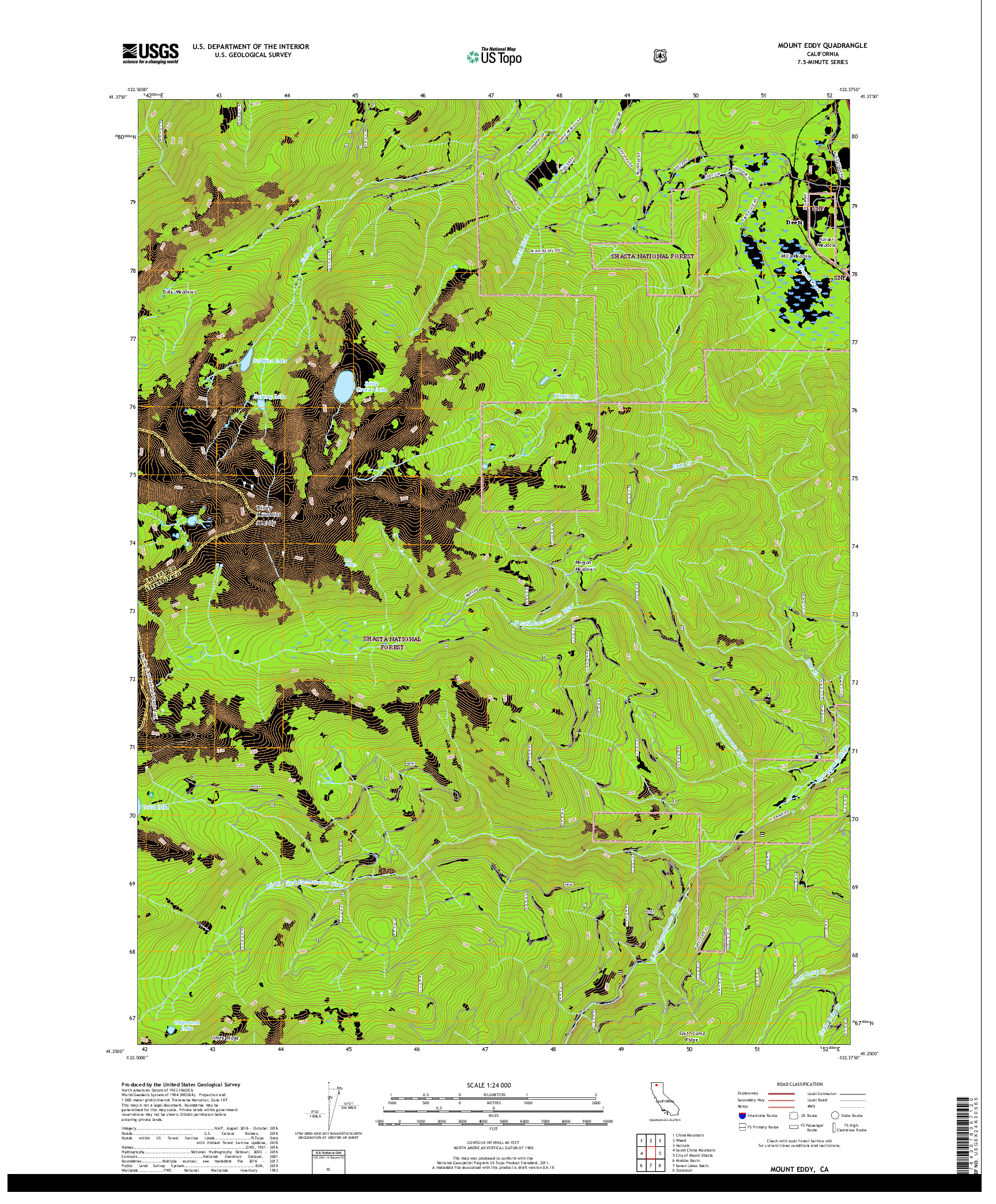 USGS US TOPO 7.5-MINUTE MAP FOR MOUNT EDDY, CA 2018