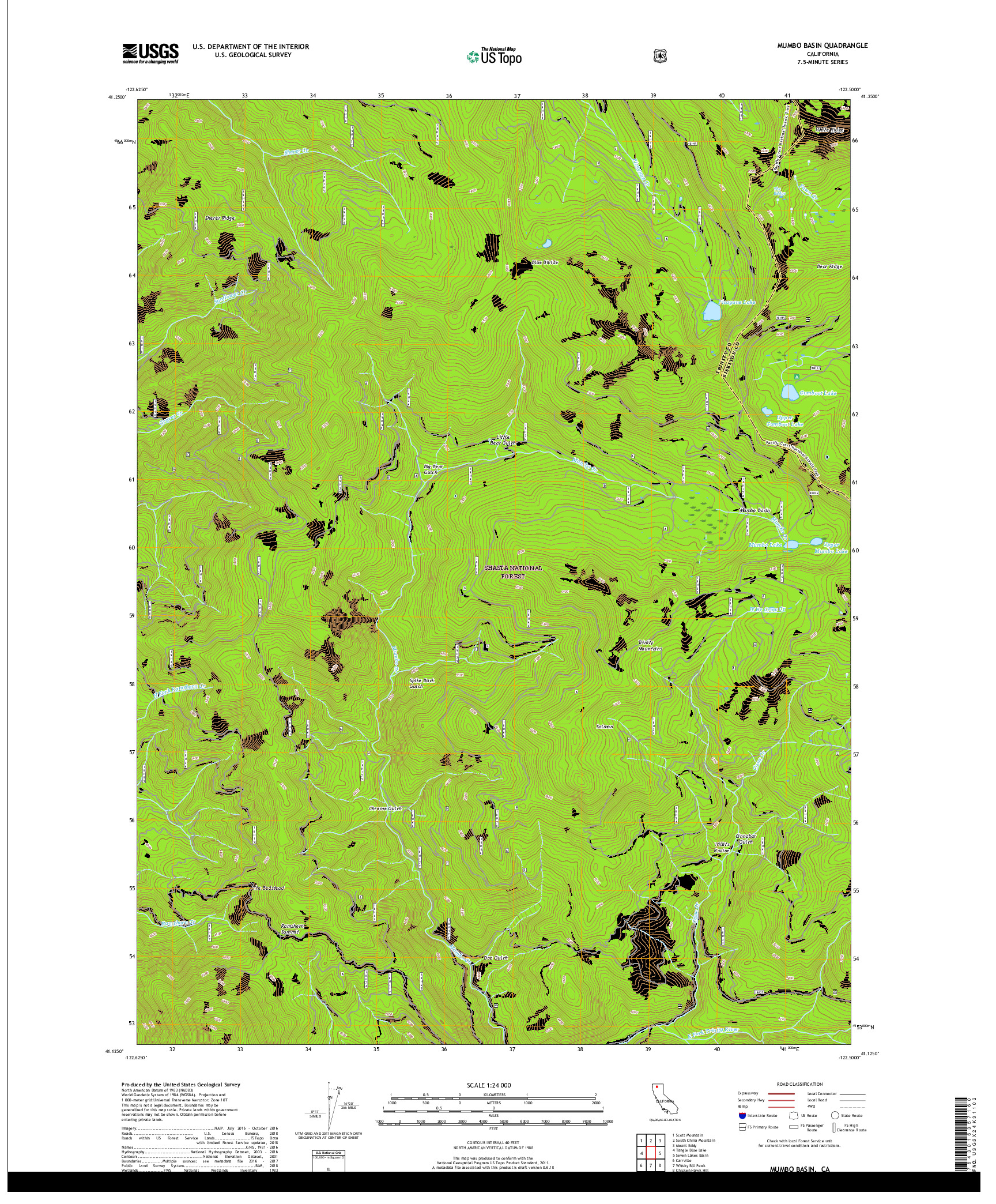 USGS US TOPO 7.5-MINUTE MAP FOR MUMBO BASIN, CA 2018