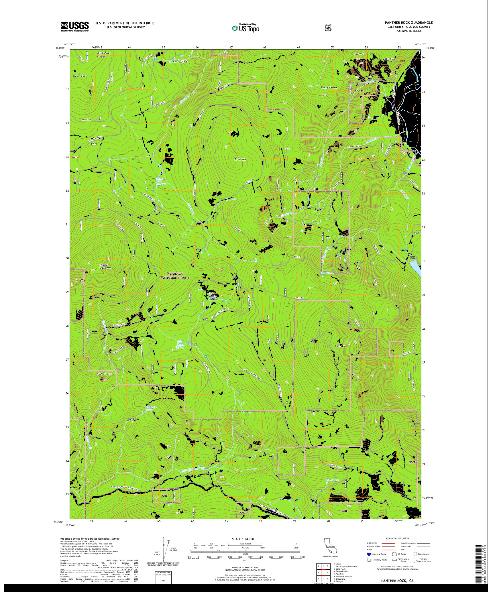 USGS US TOPO 7.5-MINUTE MAP FOR PANTHER ROCK, CA 2018