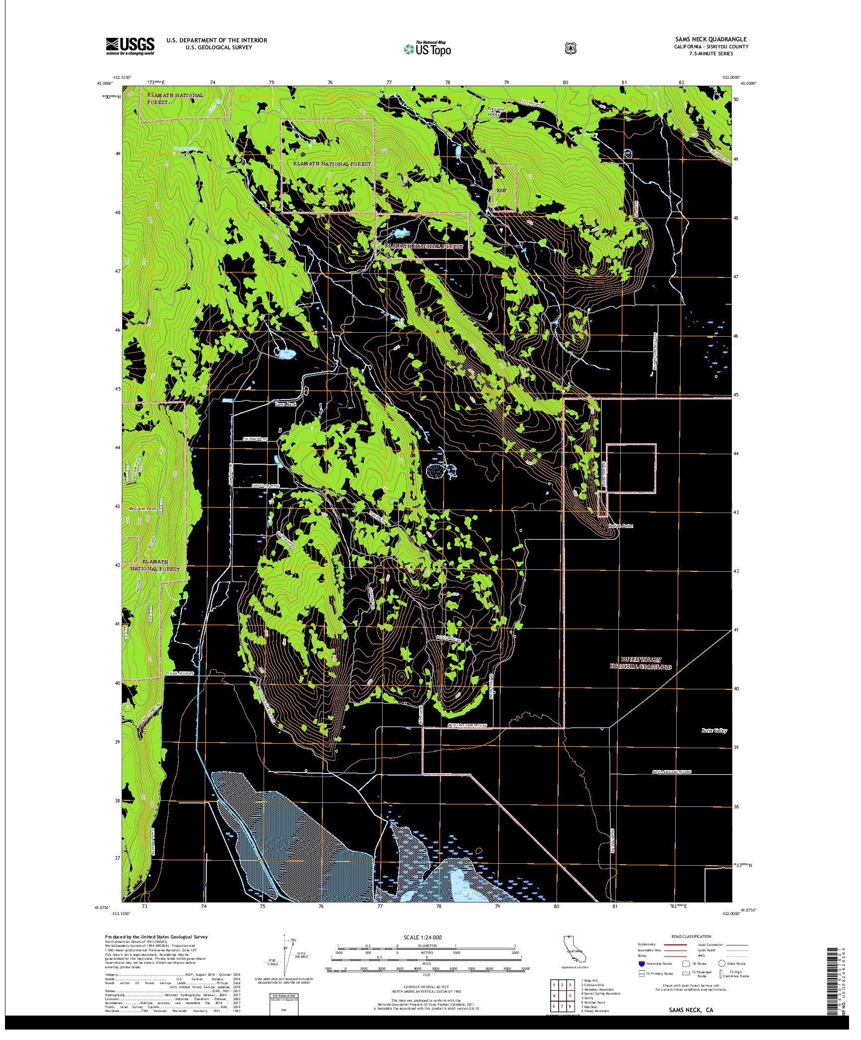 USGS US TOPO 7.5-MINUTE MAP FOR SAMS NECK, CA 2018