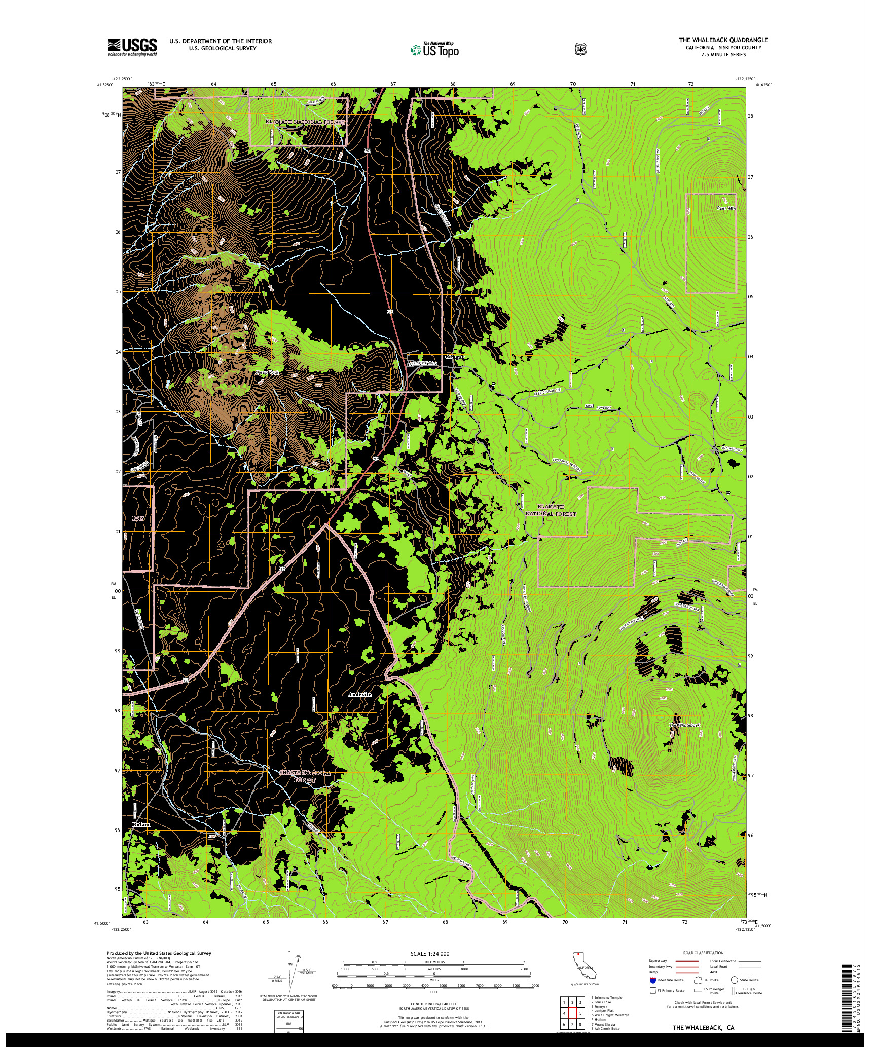 USGS US TOPO 7.5-MINUTE MAP FOR THE WHALEBACK, CA 2018