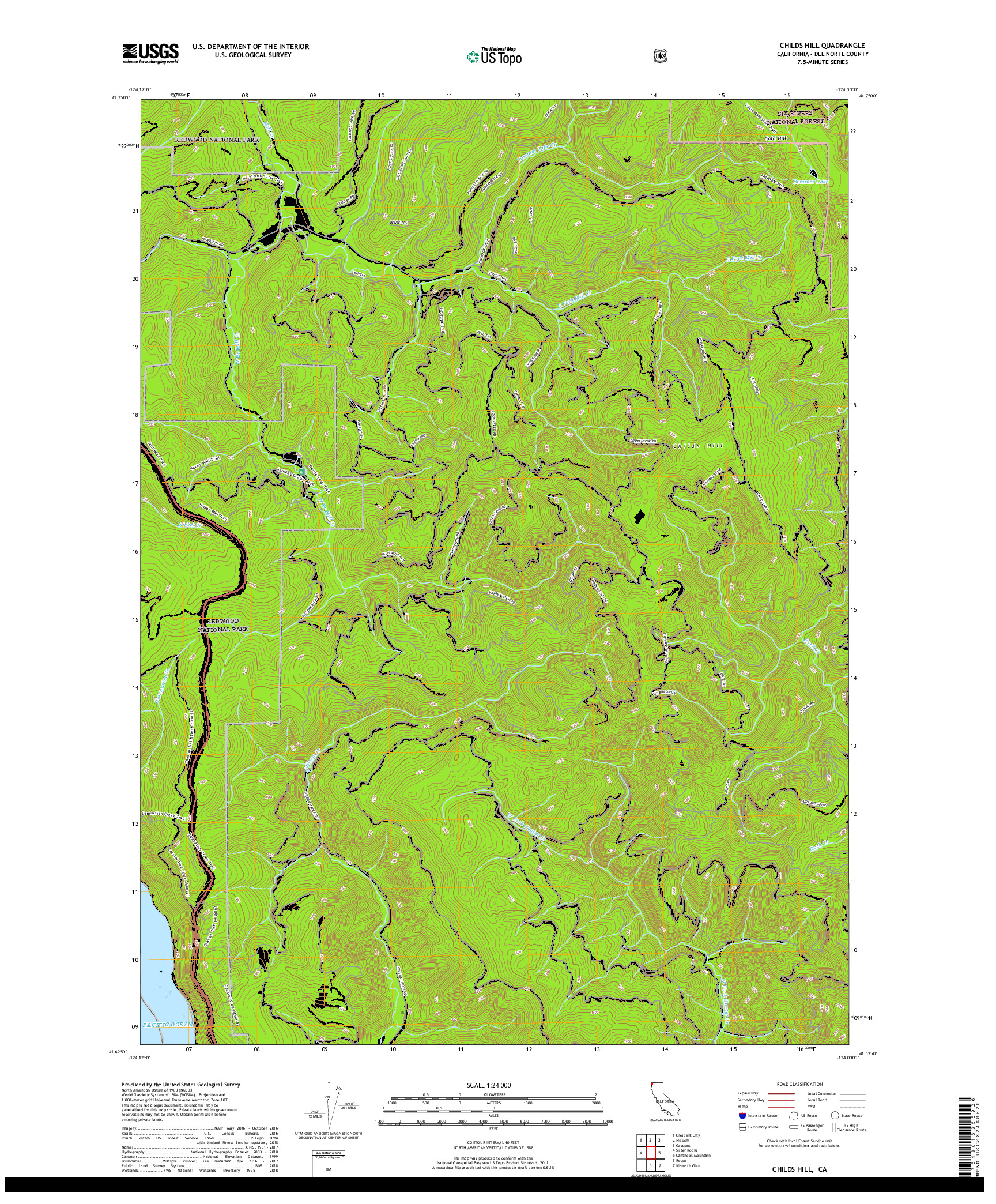 USGS US TOPO 7.5-MINUTE MAP FOR CHILDS HILL, CA 2018