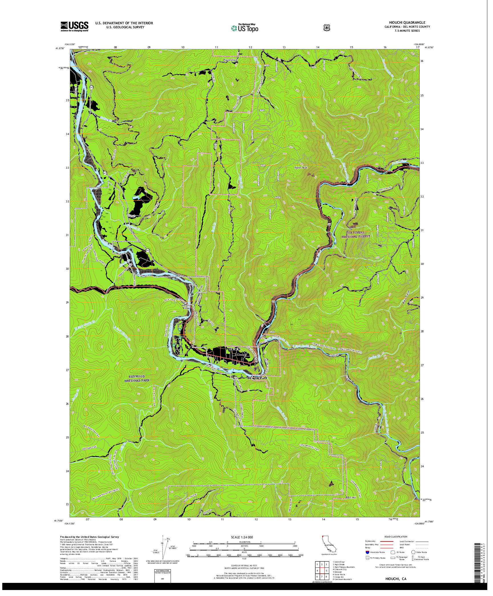 USGS US TOPO 7.5-MINUTE MAP FOR HIOUCHI, CA 2018