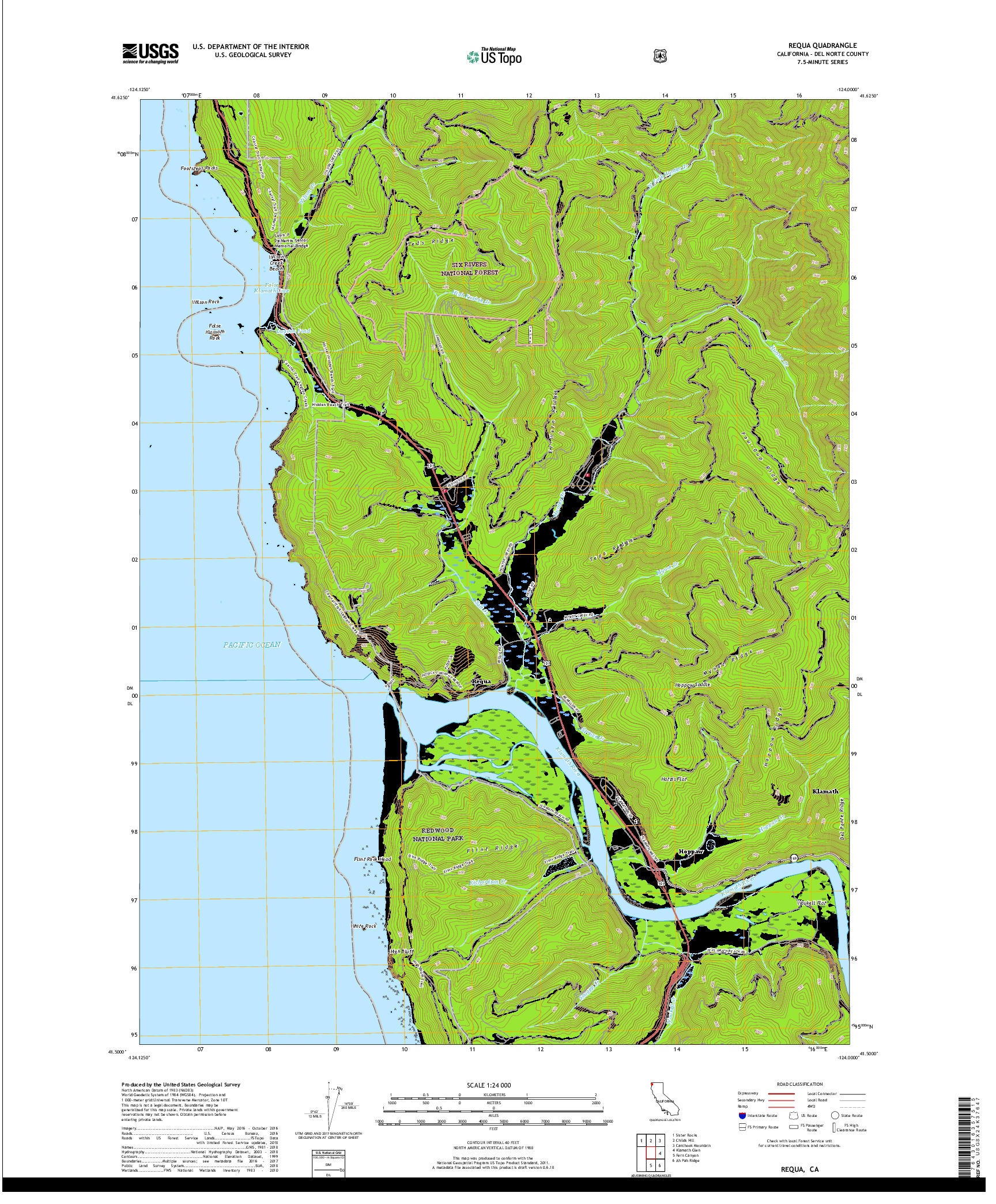 USGS US TOPO 7.5-MINUTE MAP FOR REQUA, CA 2018