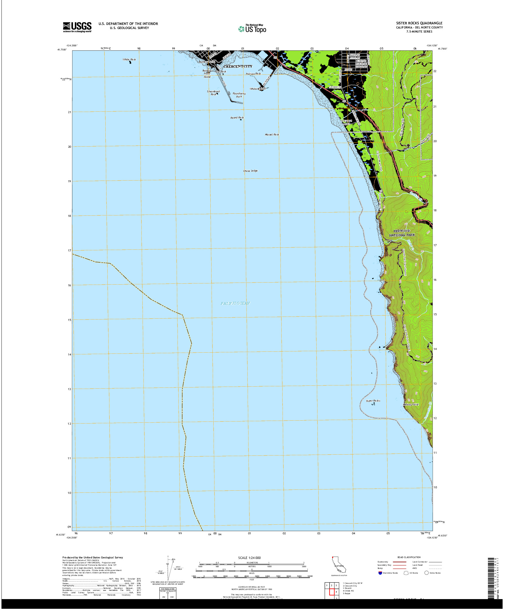 USGS US TOPO 7.5-MINUTE MAP FOR SISTER ROCKS, CA 2018