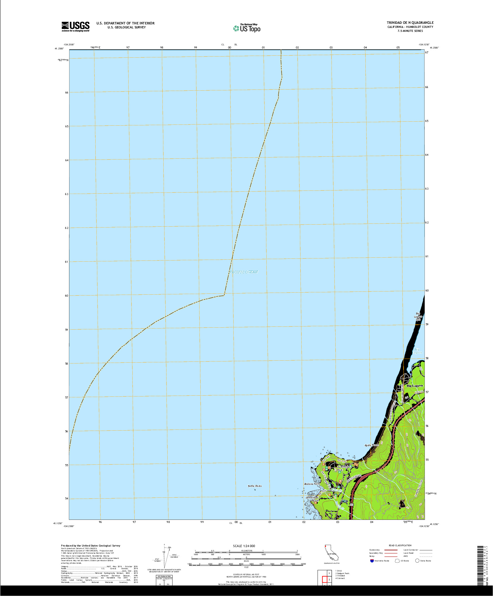 USGS US TOPO 7.5-MINUTE MAP FOR TRINIDAD OE N, CA 2018