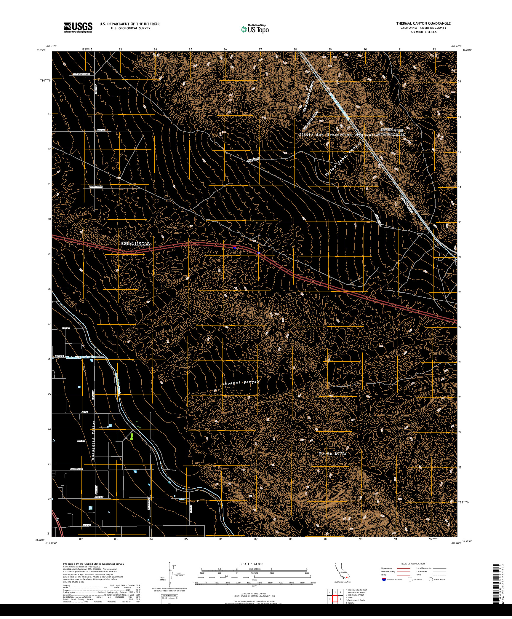 USGS US TOPO 7.5-MINUTE MAP FOR THERMAL CANYON, CA 2018