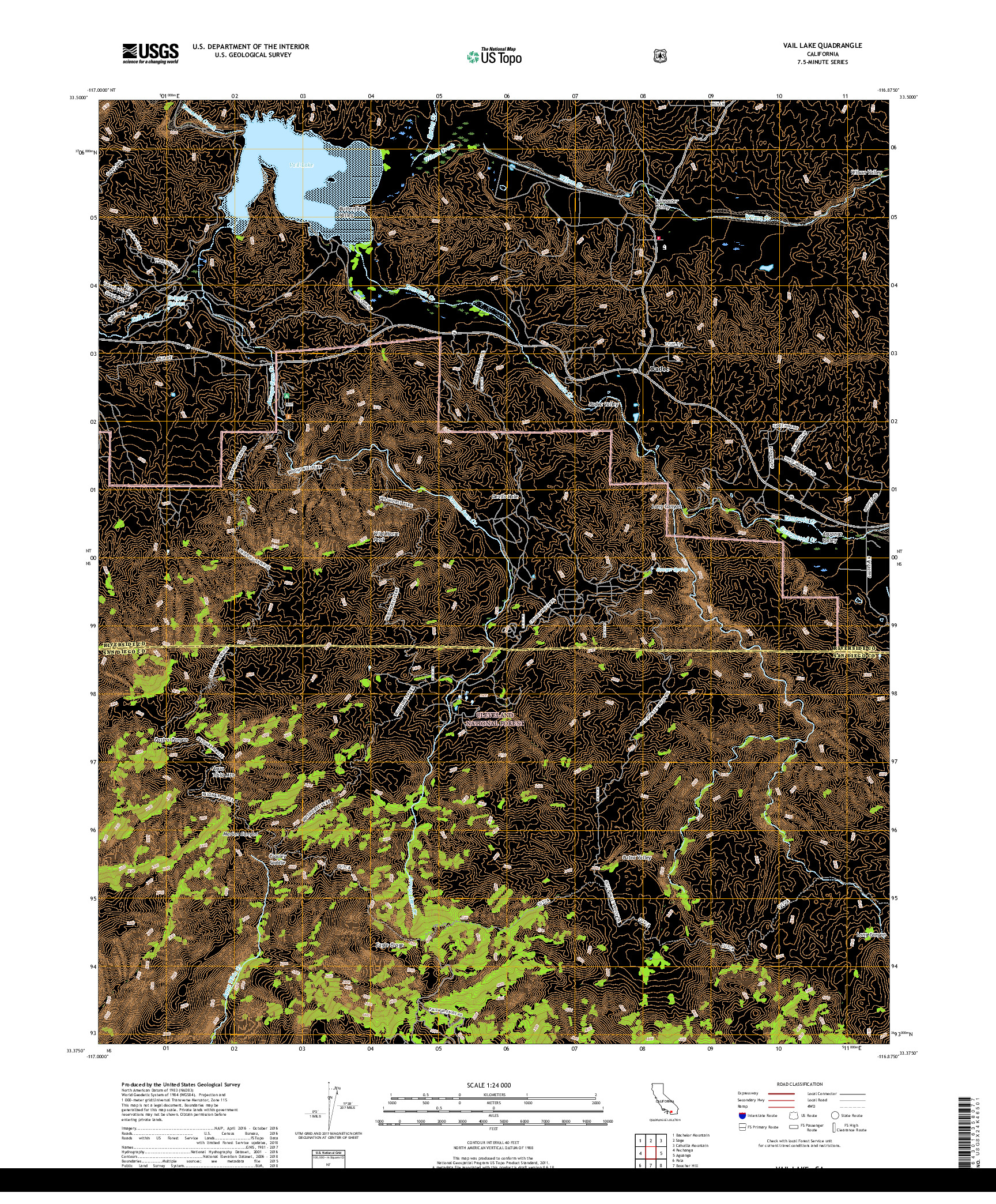 USGS US TOPO 7.5-MINUTE MAP FOR VAIL LAKE, CA 2018