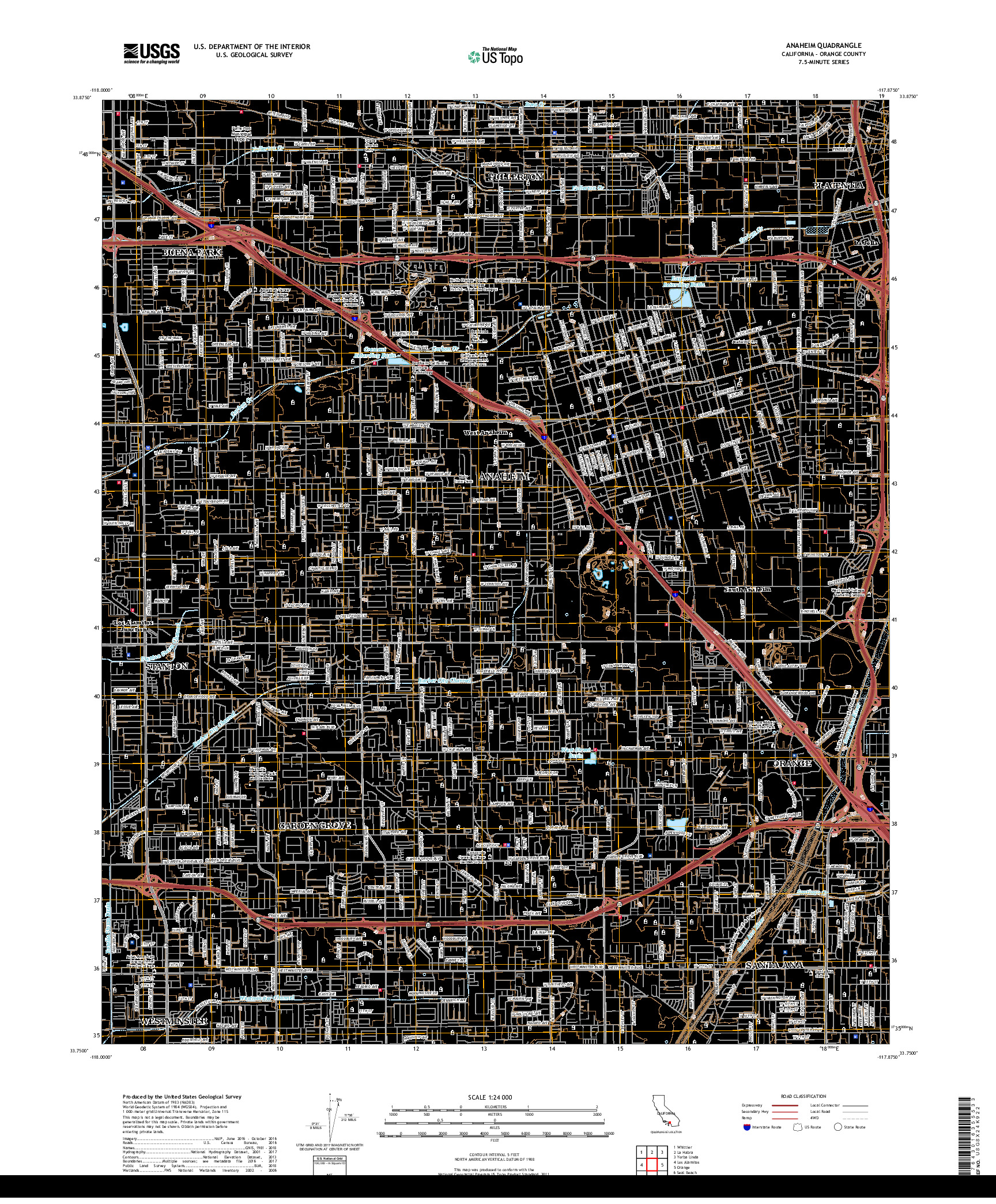 USGS US TOPO 7.5-MINUTE MAP FOR ANAHEIM, CA 2018