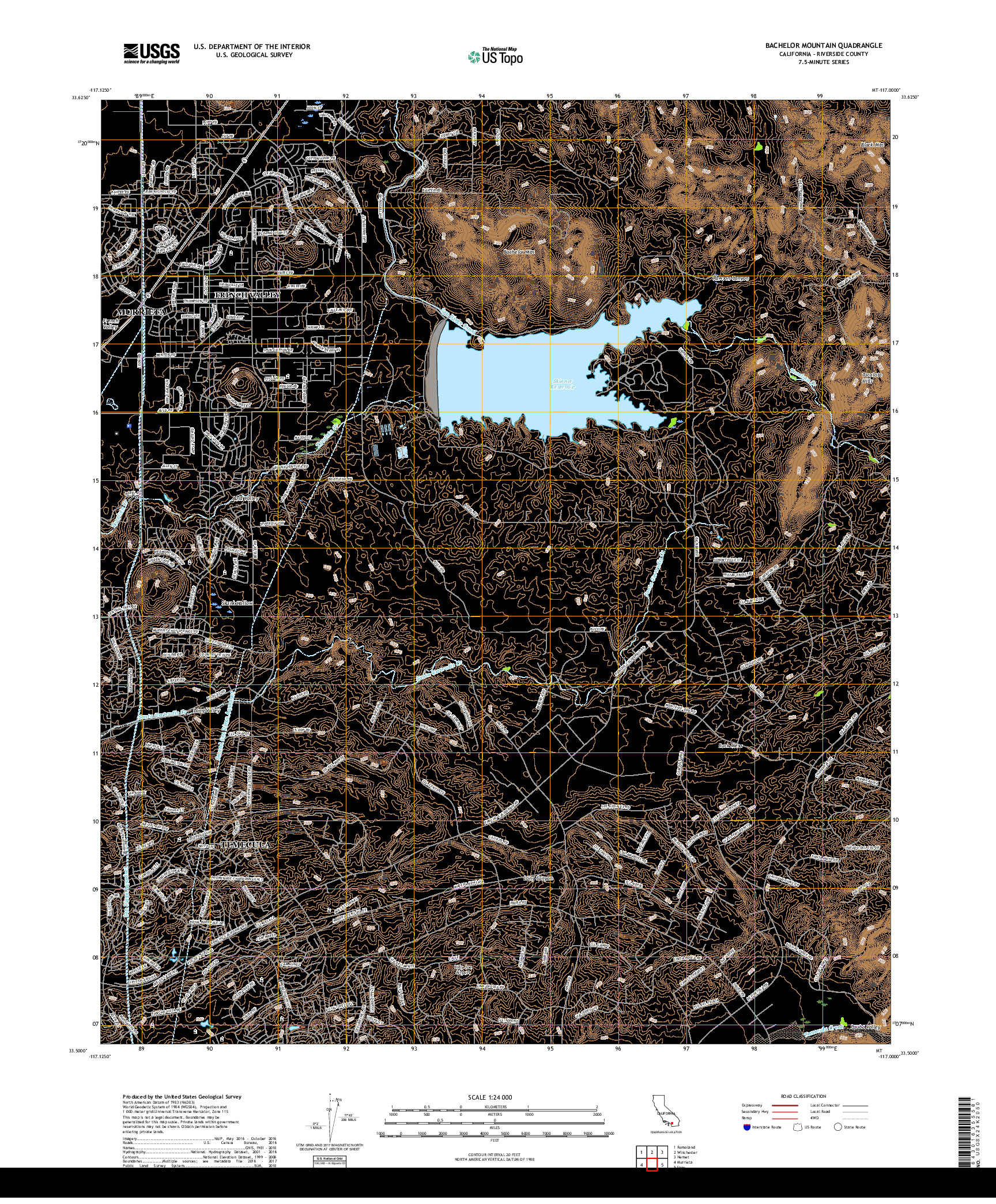 USGS US TOPO 7.5-MINUTE MAP FOR BACHELOR MOUNTAIN, CA 2018