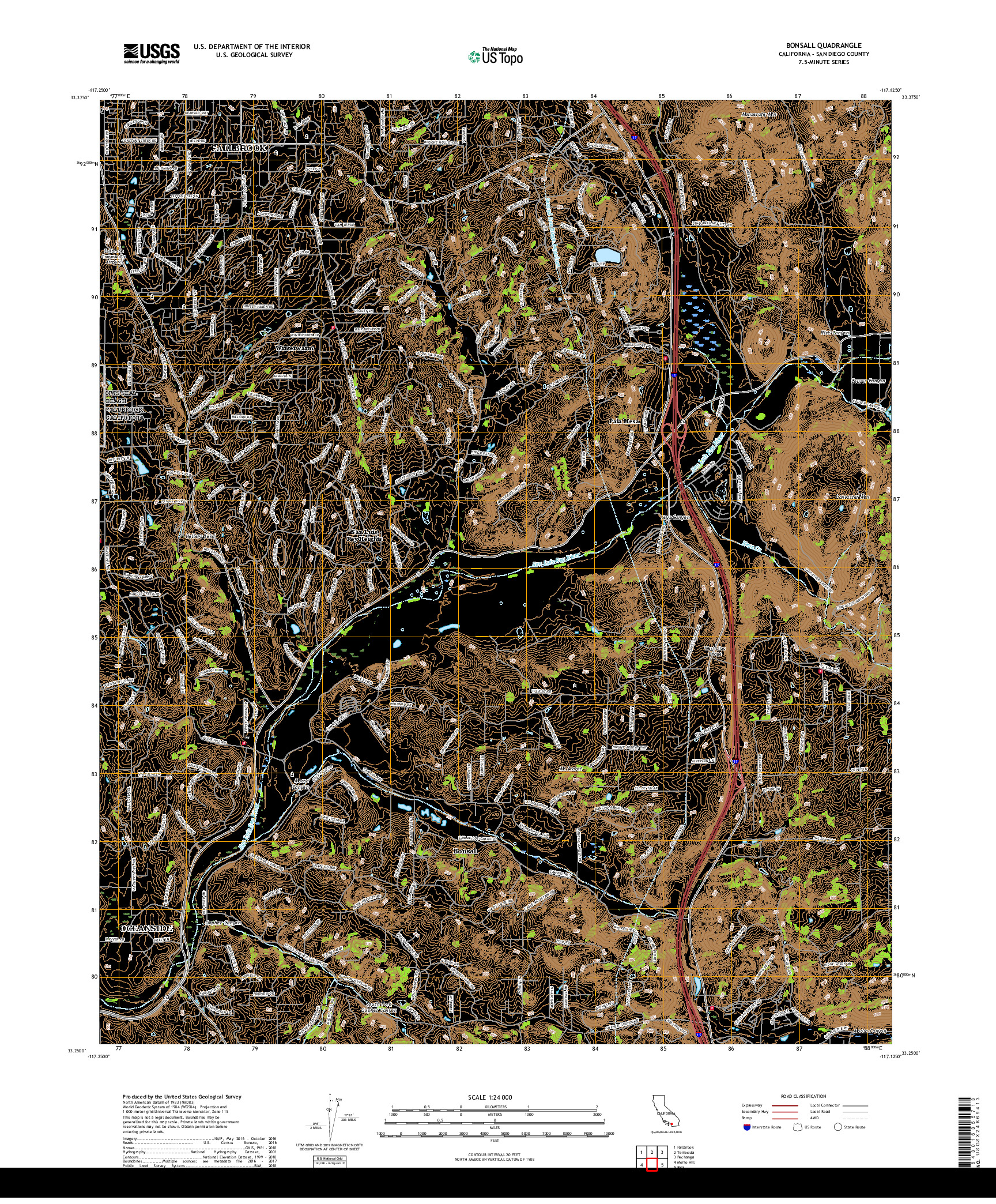 USGS US TOPO 7.5-MINUTE MAP FOR BONSALL, CA 2018