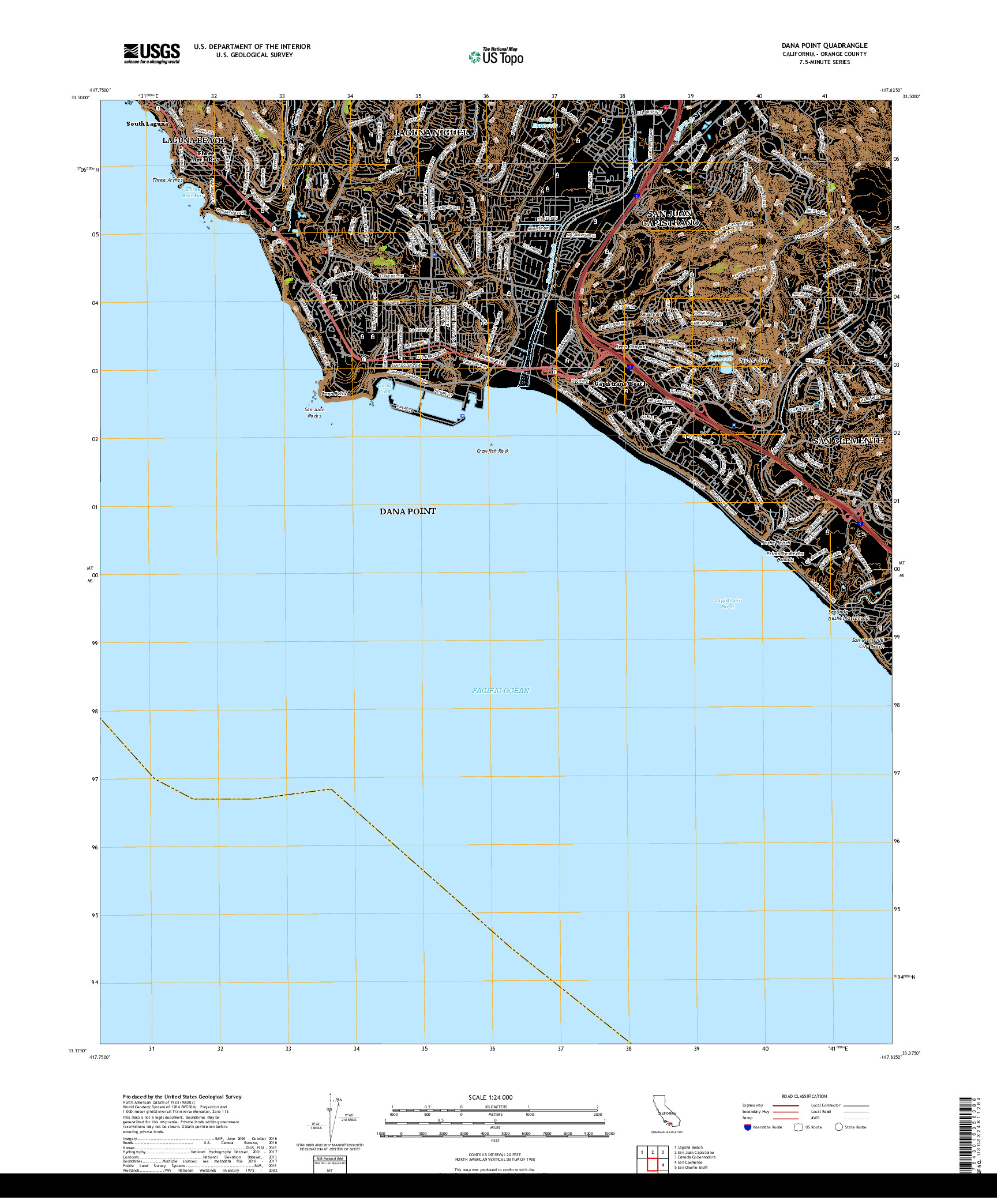 USGS US TOPO 7.5-MINUTE MAP FOR DANA POINT, CA 2018