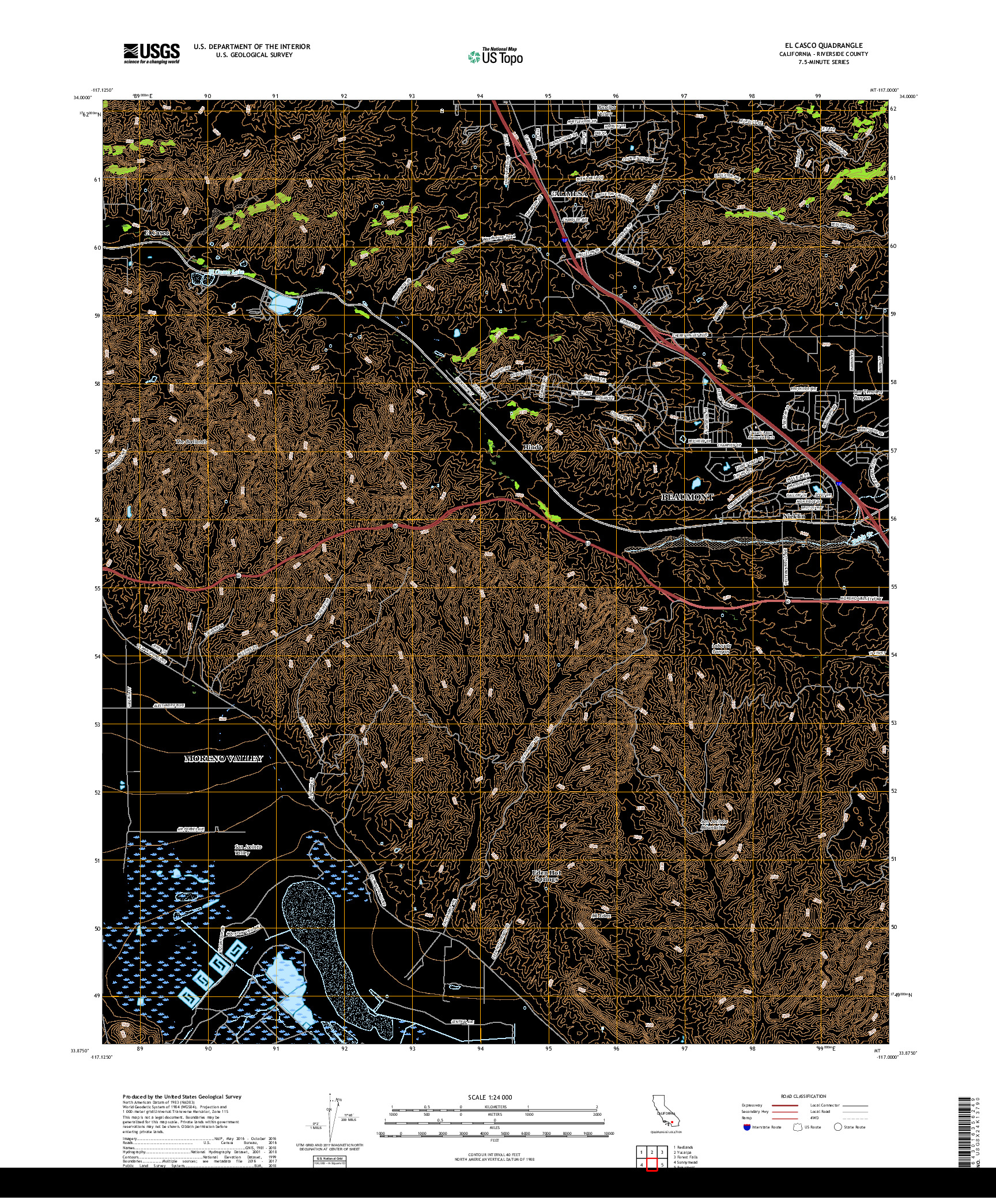 USGS US TOPO 7.5-MINUTE MAP FOR EL CASCO, CA 2018