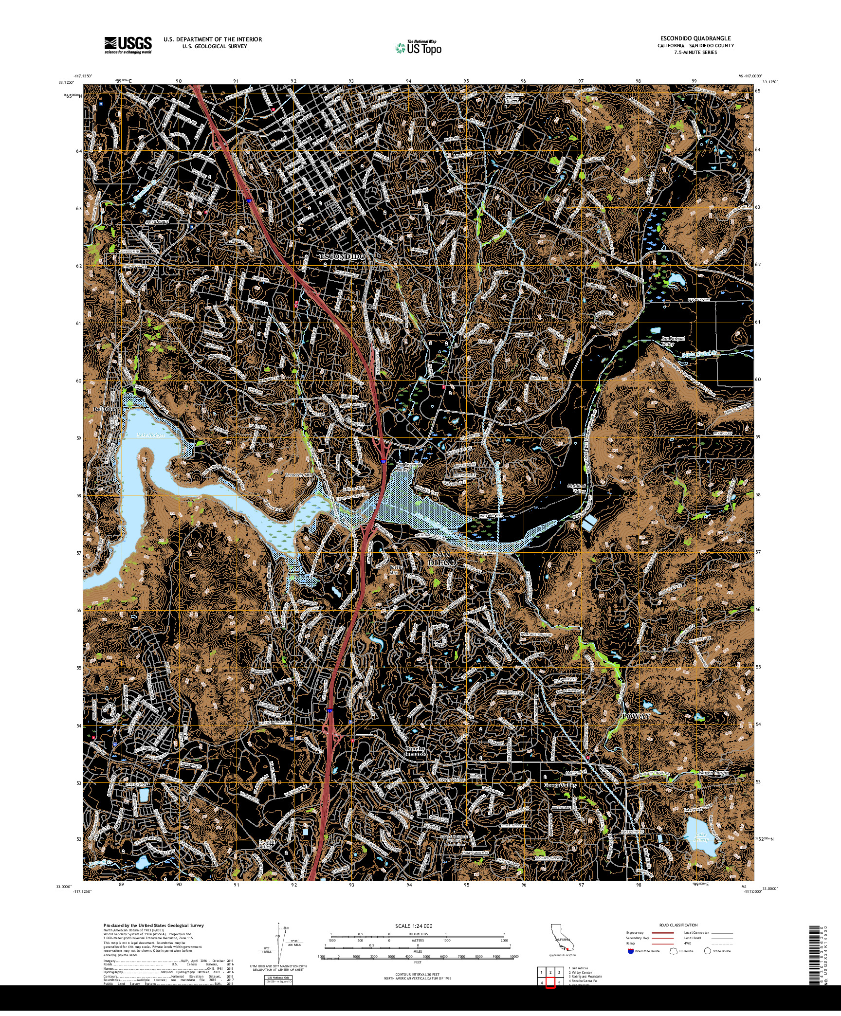 USGS US TOPO 7.5-MINUTE MAP FOR ESCONDIDO, CA 2018