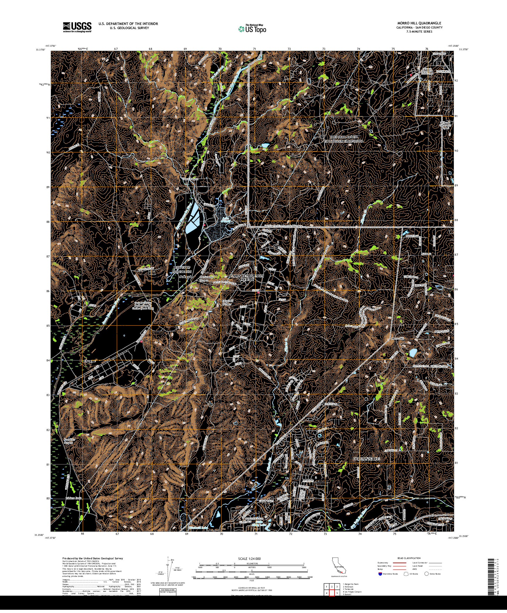 USGS US TOPO 7.5-MINUTE MAP FOR MORRO HILL, CA 2018