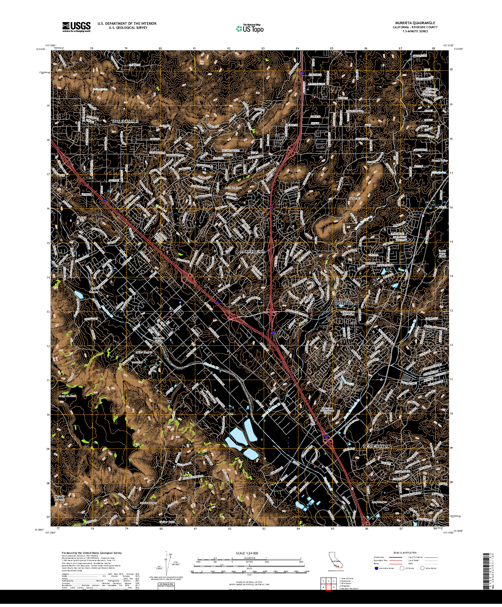 USGS US TOPO 7.5-MINUTE MAP FOR MURRIETA, CA 2018