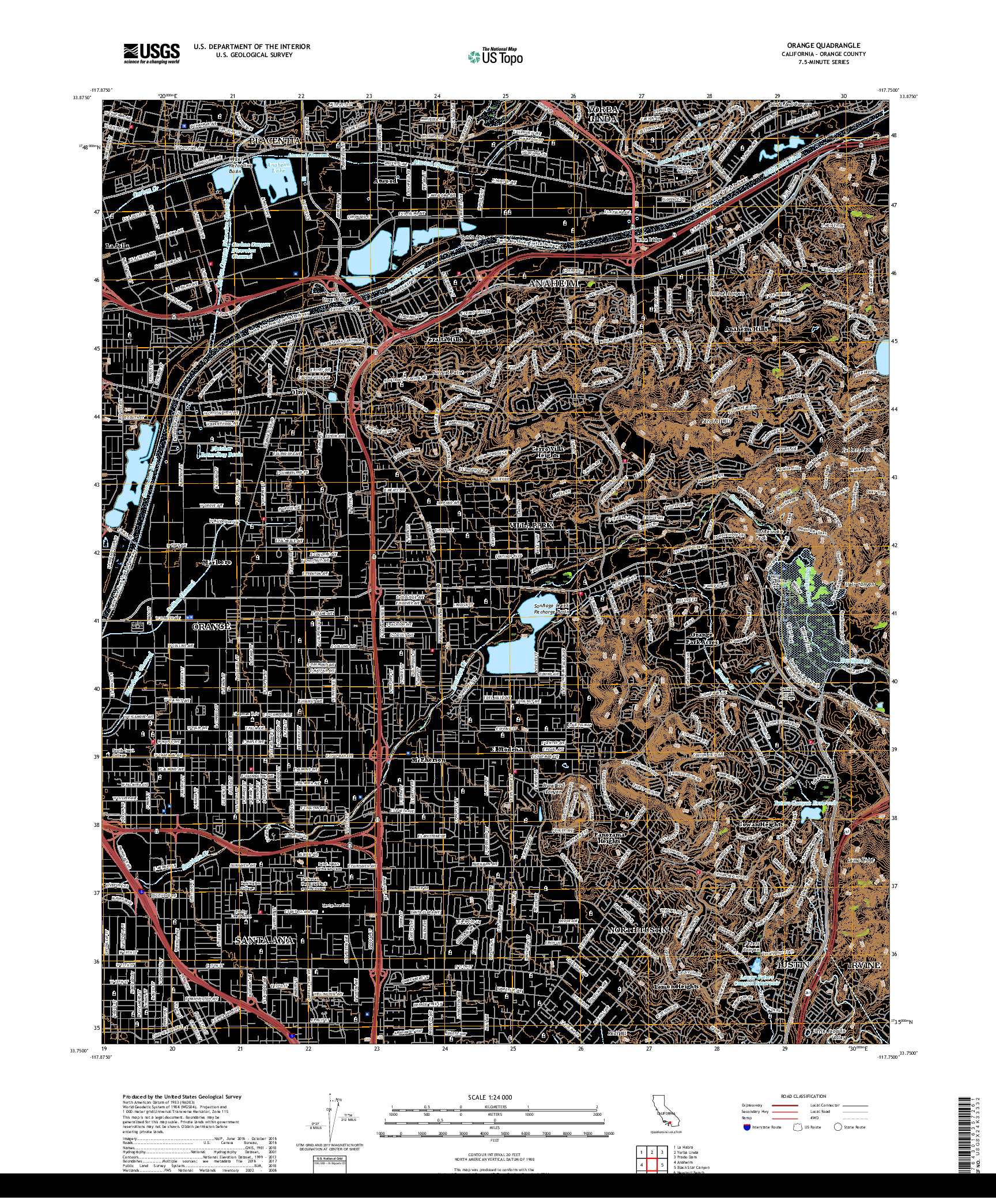 USGS US TOPO 7.5-MINUTE MAP FOR ORANGE, CA 2018