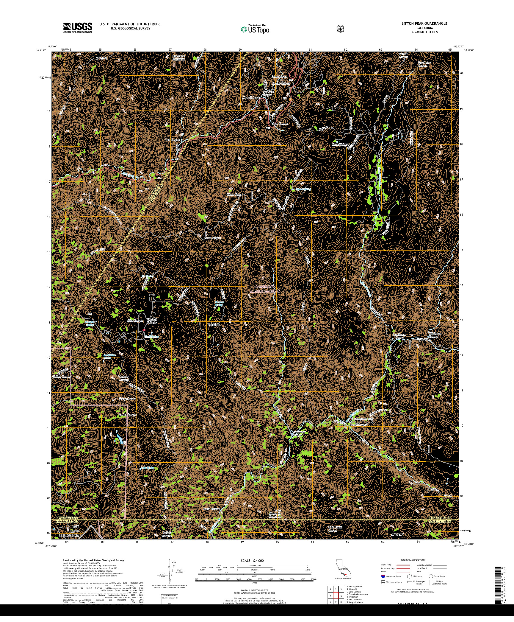 USGS US TOPO 7.5-MINUTE MAP FOR SITTON PEAK, CA 2018