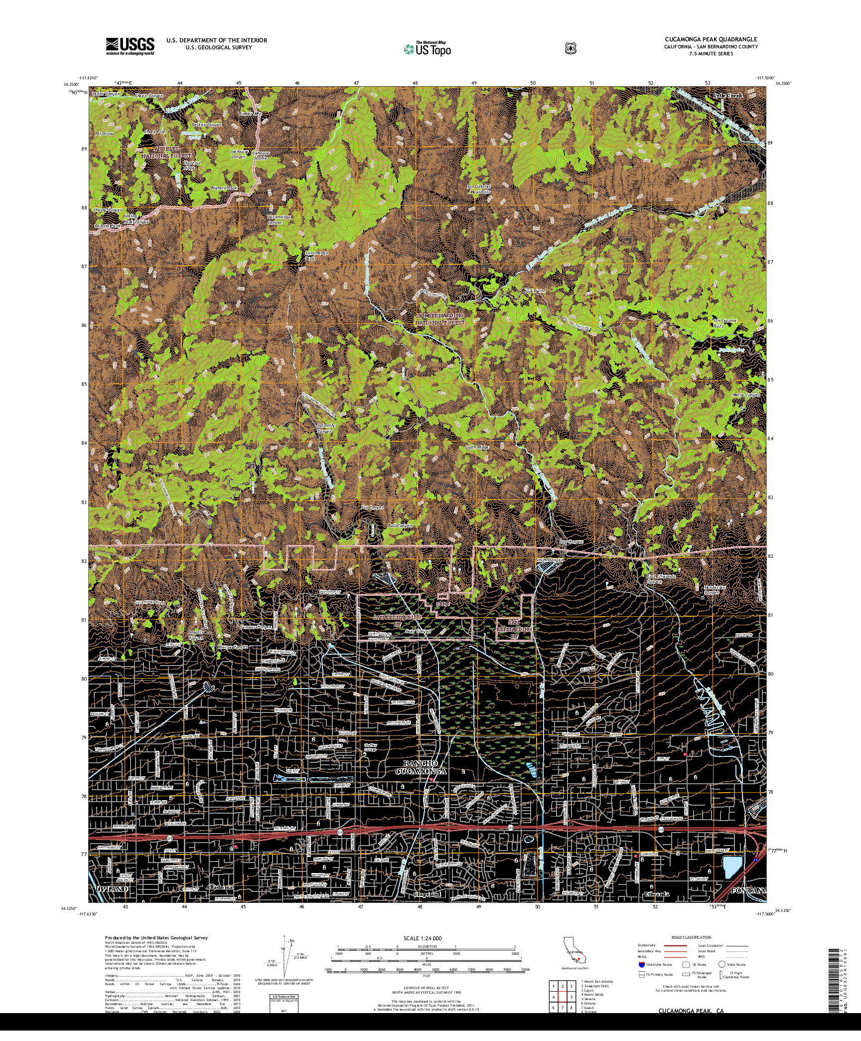 USGS US TOPO 7.5-MINUTE MAP FOR CUCAMONGA PEAK, CA 2018