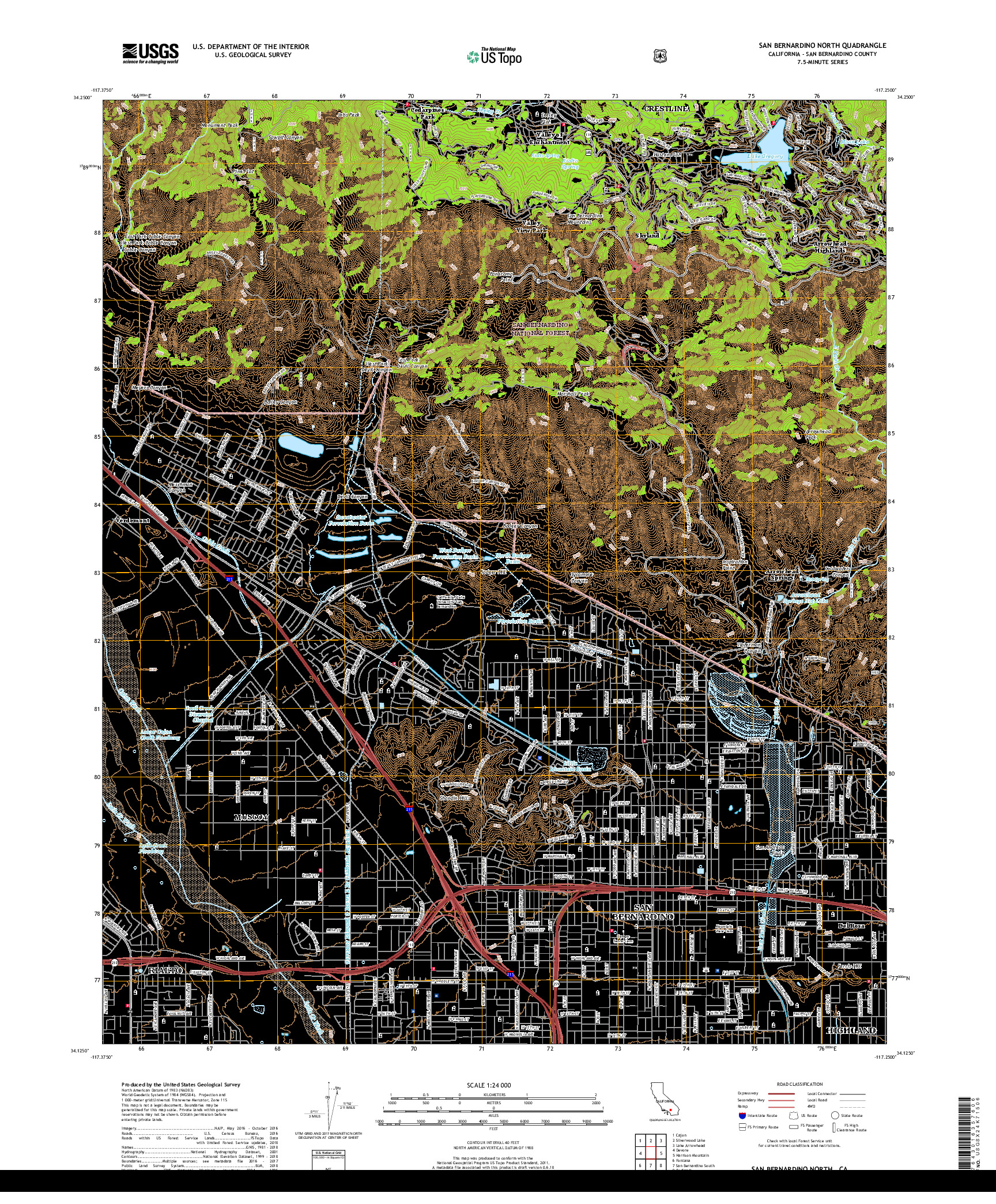 USGS US TOPO 7.5-MINUTE MAP FOR SAN BERNARDINO NORTH, CA 2018