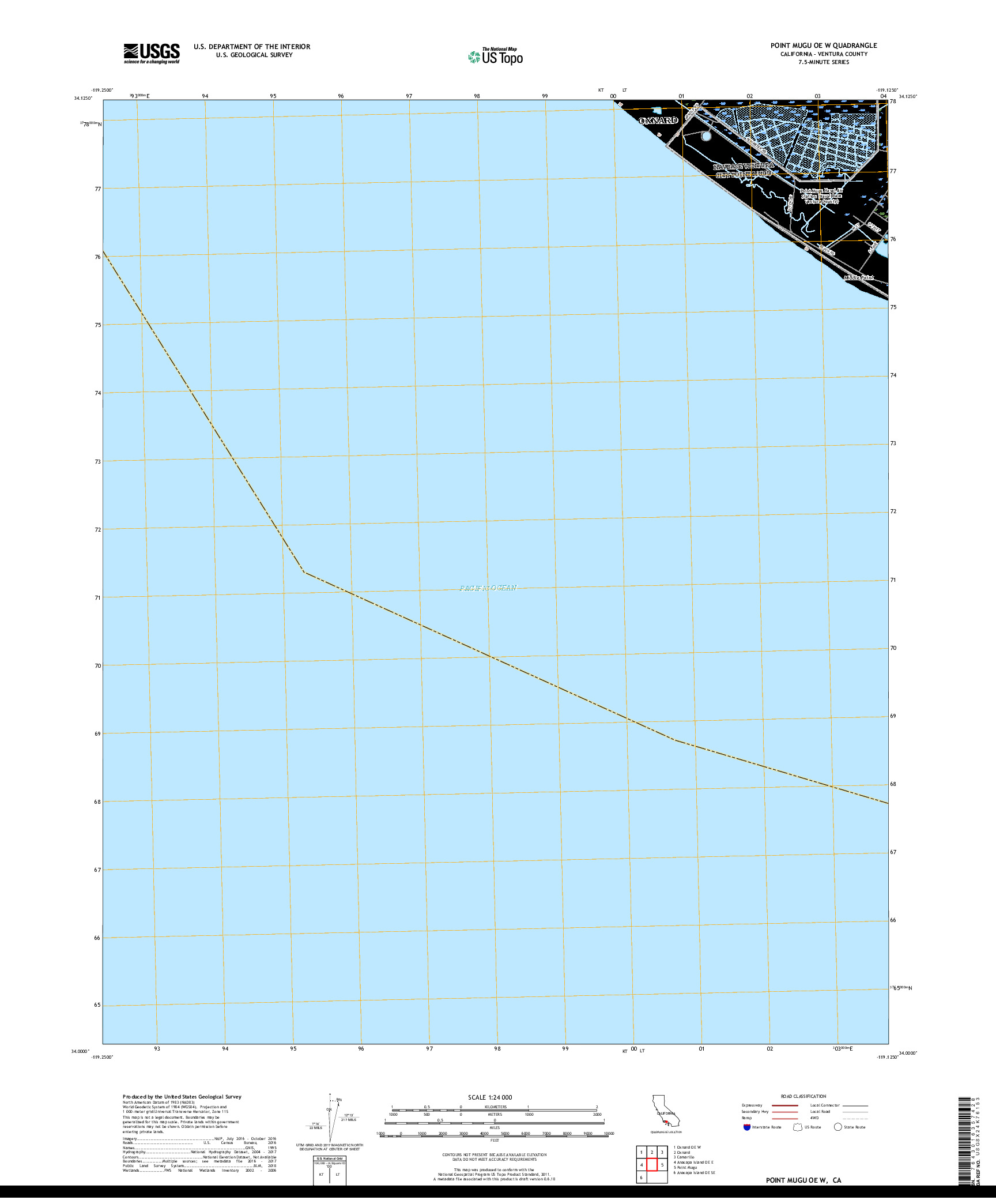 USGS US TOPO 7.5-MINUTE MAP FOR POINT MUGU OE W, CA 2018