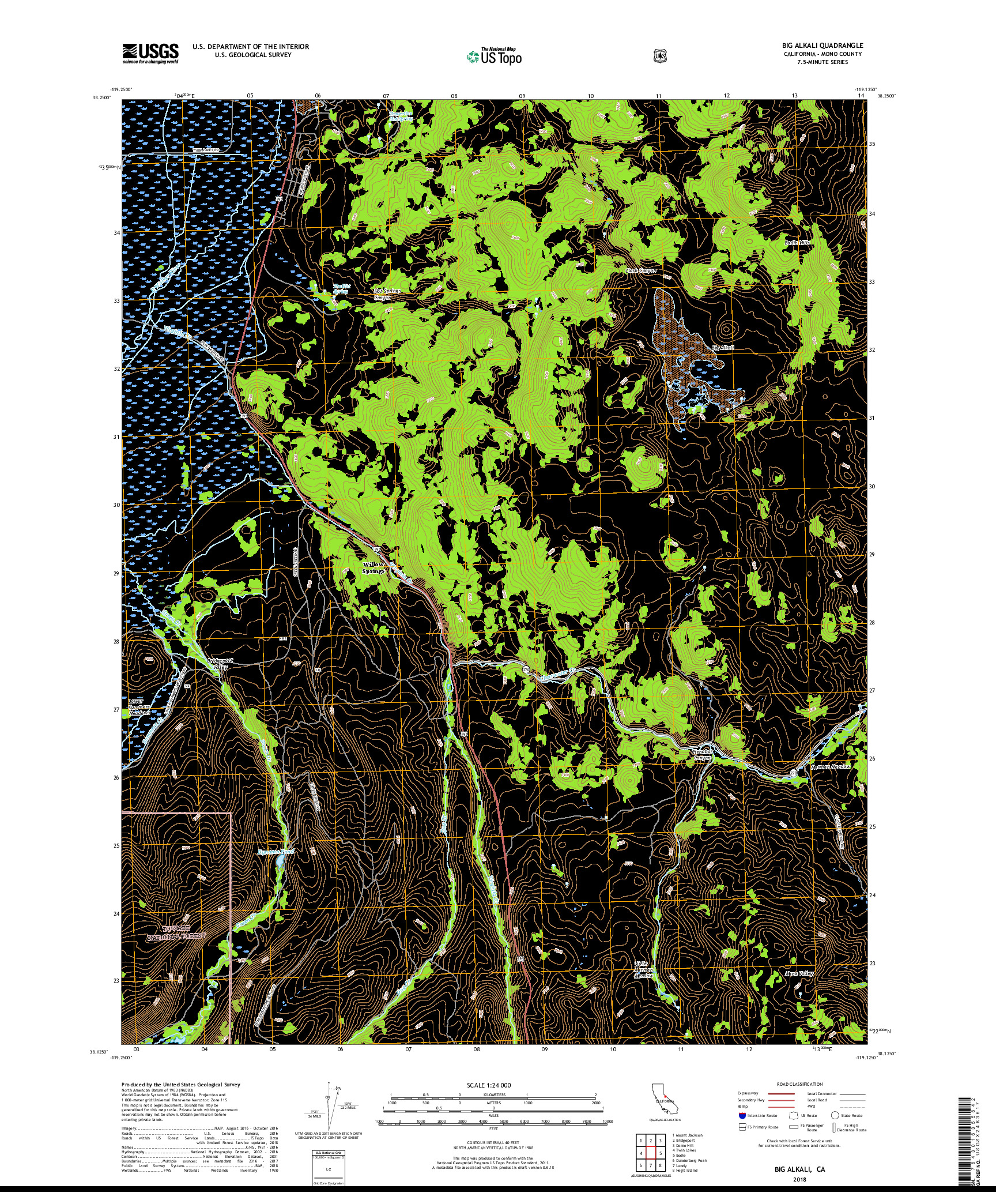 USGS US TOPO 7.5-MINUTE MAP FOR BIG ALKALI, CA 2018