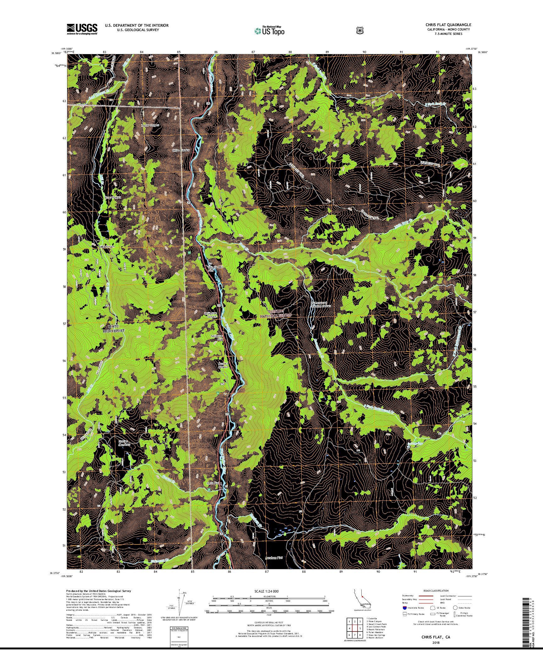 USGS US TOPO 7.5-MINUTE MAP FOR CHRIS FLAT, CA 2018