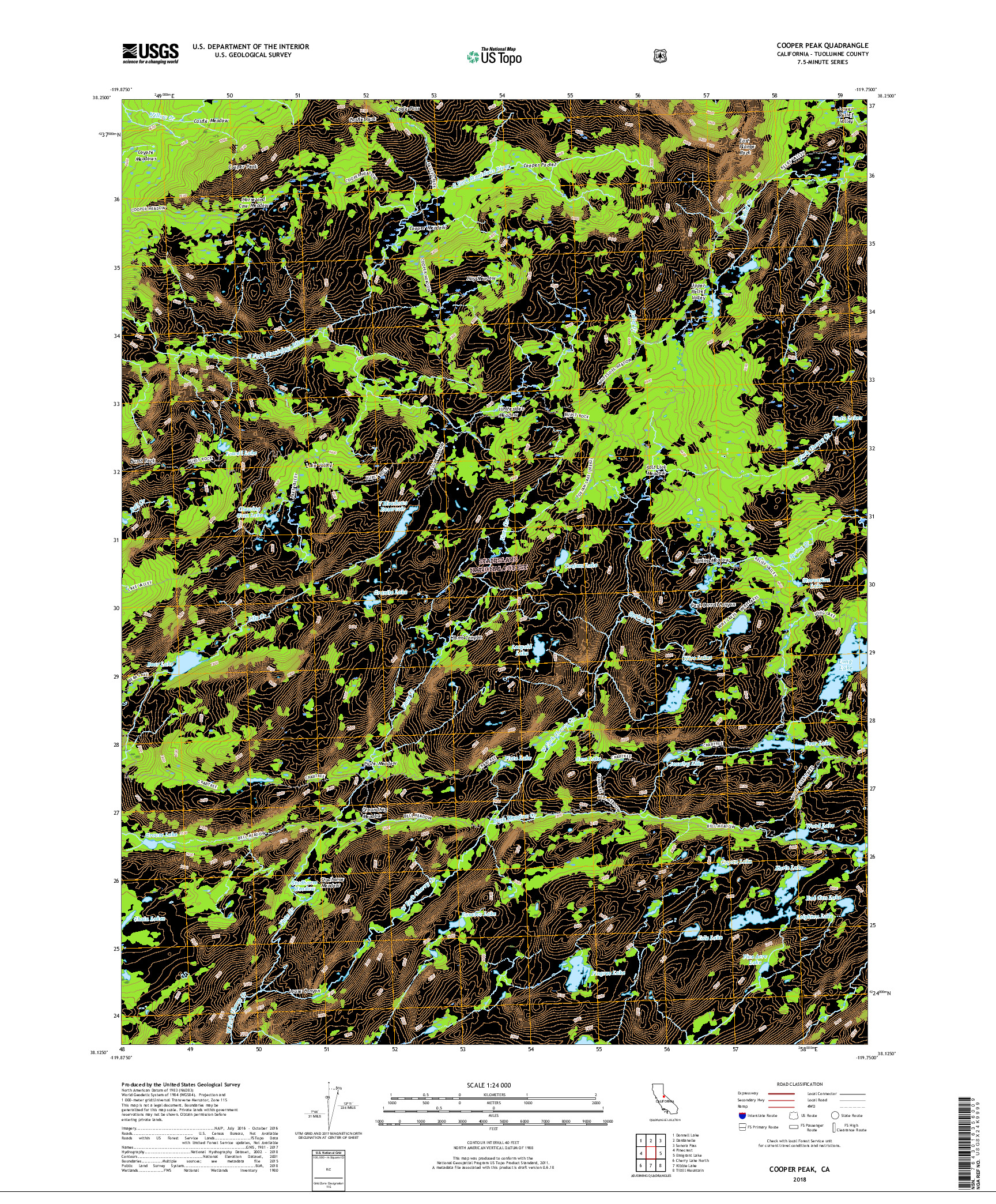 USGS US TOPO 7.5-MINUTE MAP FOR COOPER PEAK, CA 2018