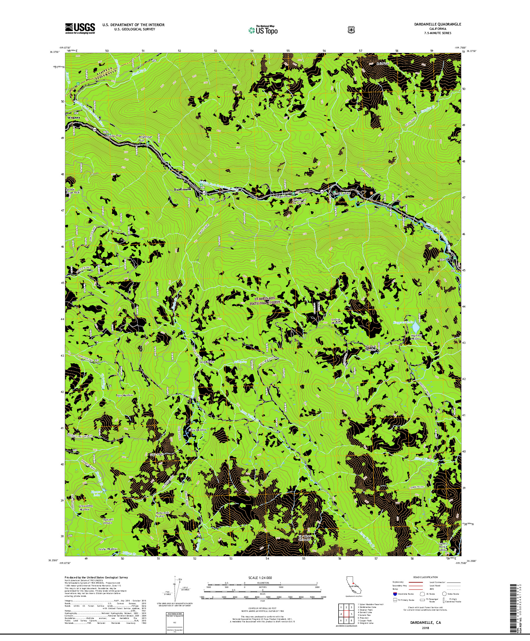 USGS US TOPO 7.5-MINUTE MAP FOR DARDANELLE, CA 2018