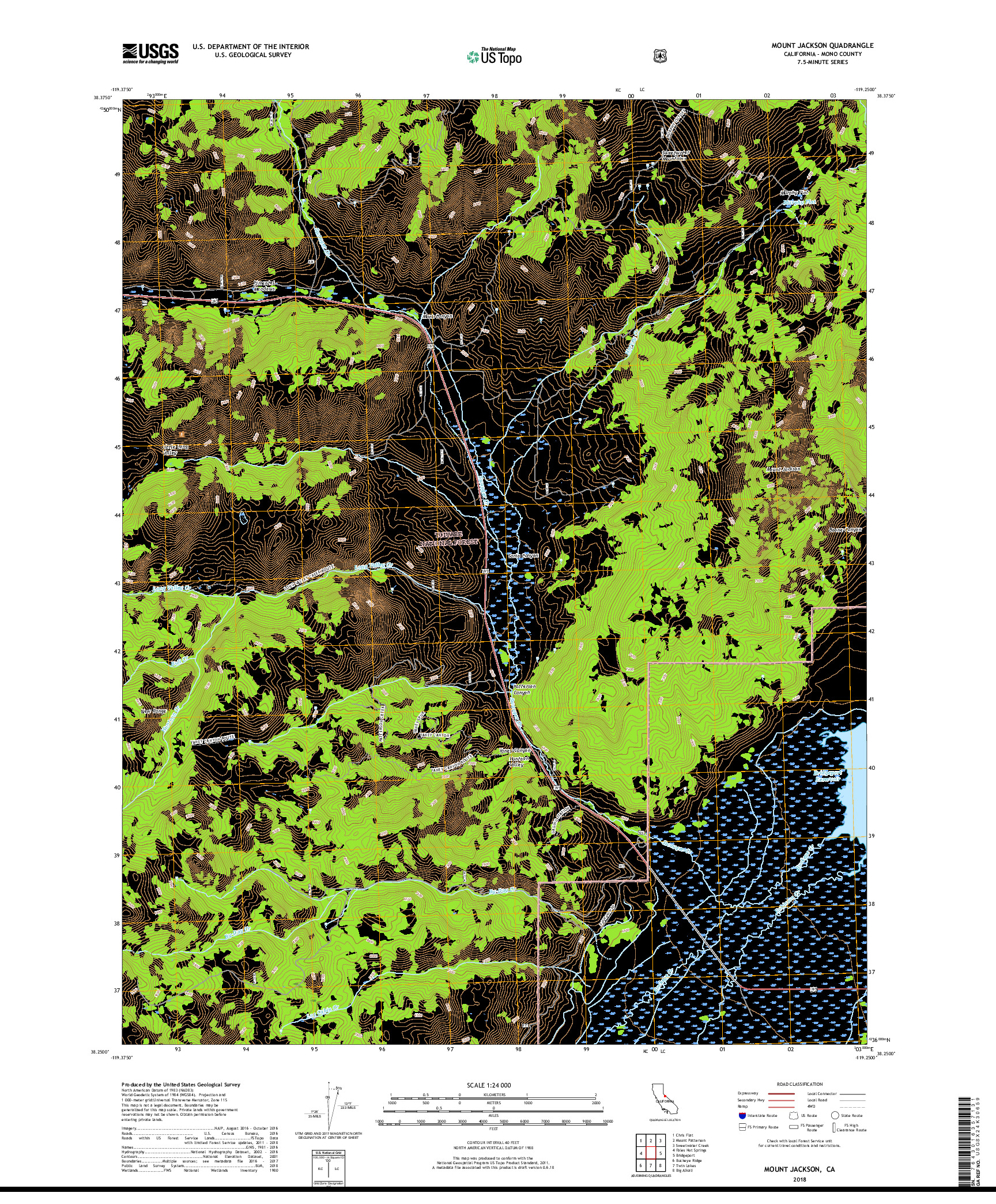 USGS US TOPO 7.5-MINUTE MAP FOR MOUNT JACKSON, CA 2018