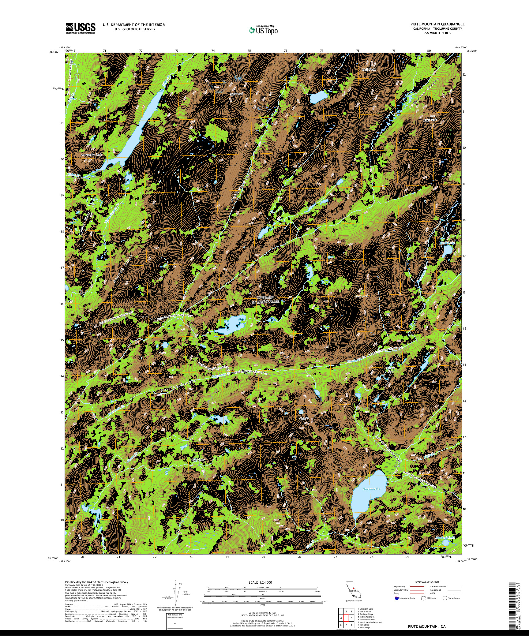 USGS US TOPO 7.5-MINUTE MAP FOR PIUTE MOUNTAIN, CA 2018