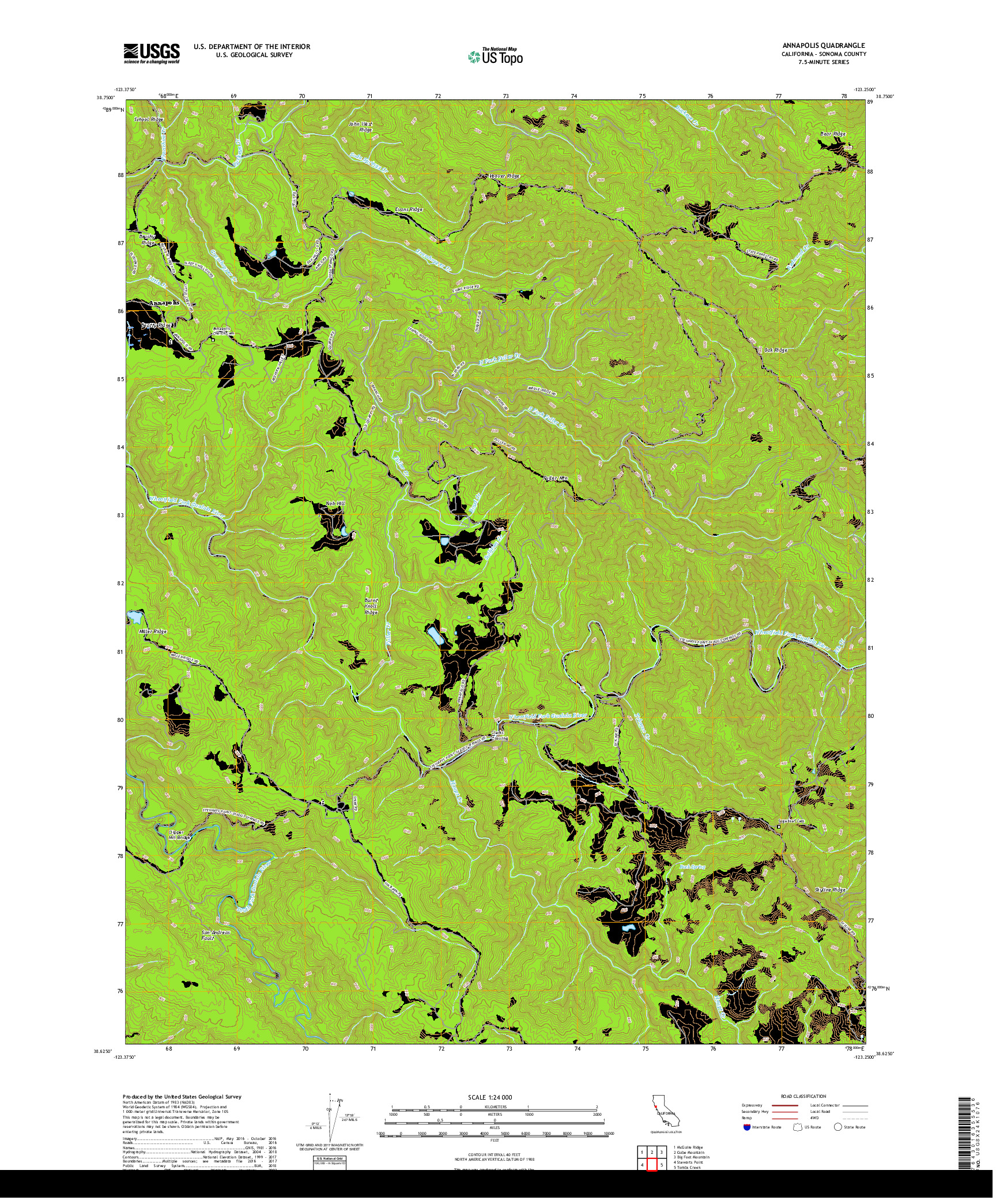 USGS US TOPO 7.5-MINUTE MAP FOR ANNAPOLIS, CA 2018