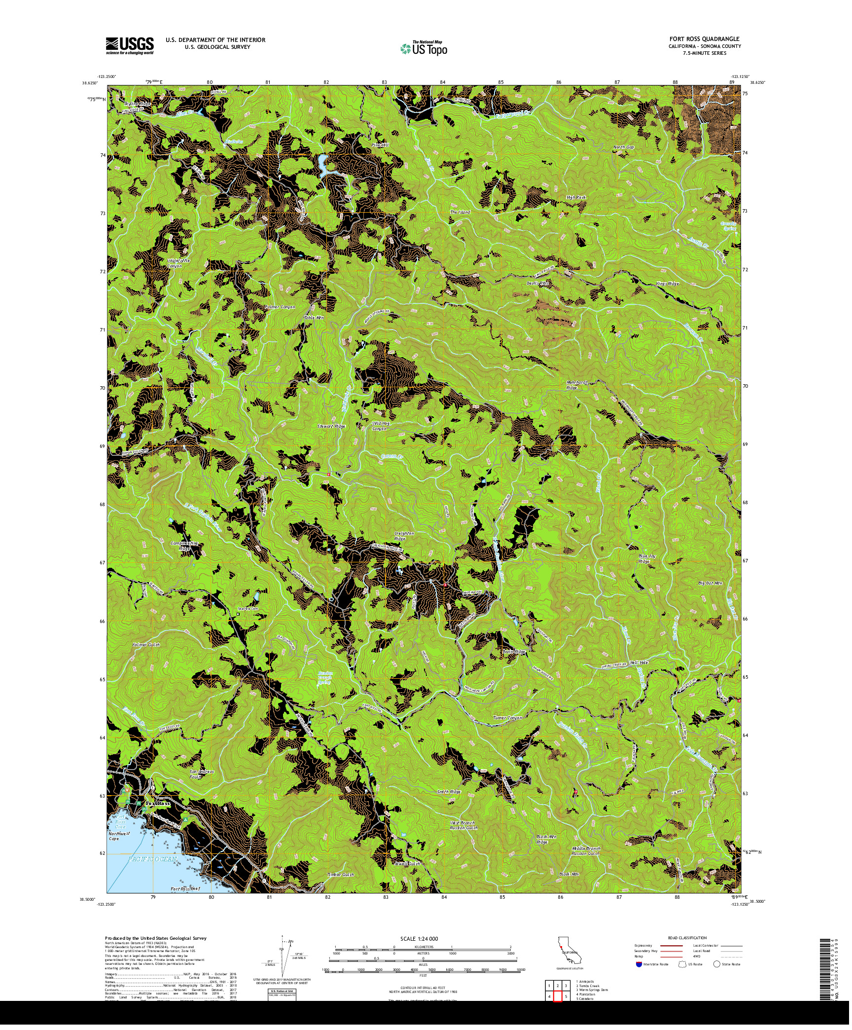 USGS US TOPO 7.5-MINUTE MAP FOR FORT ROSS, CA 2018