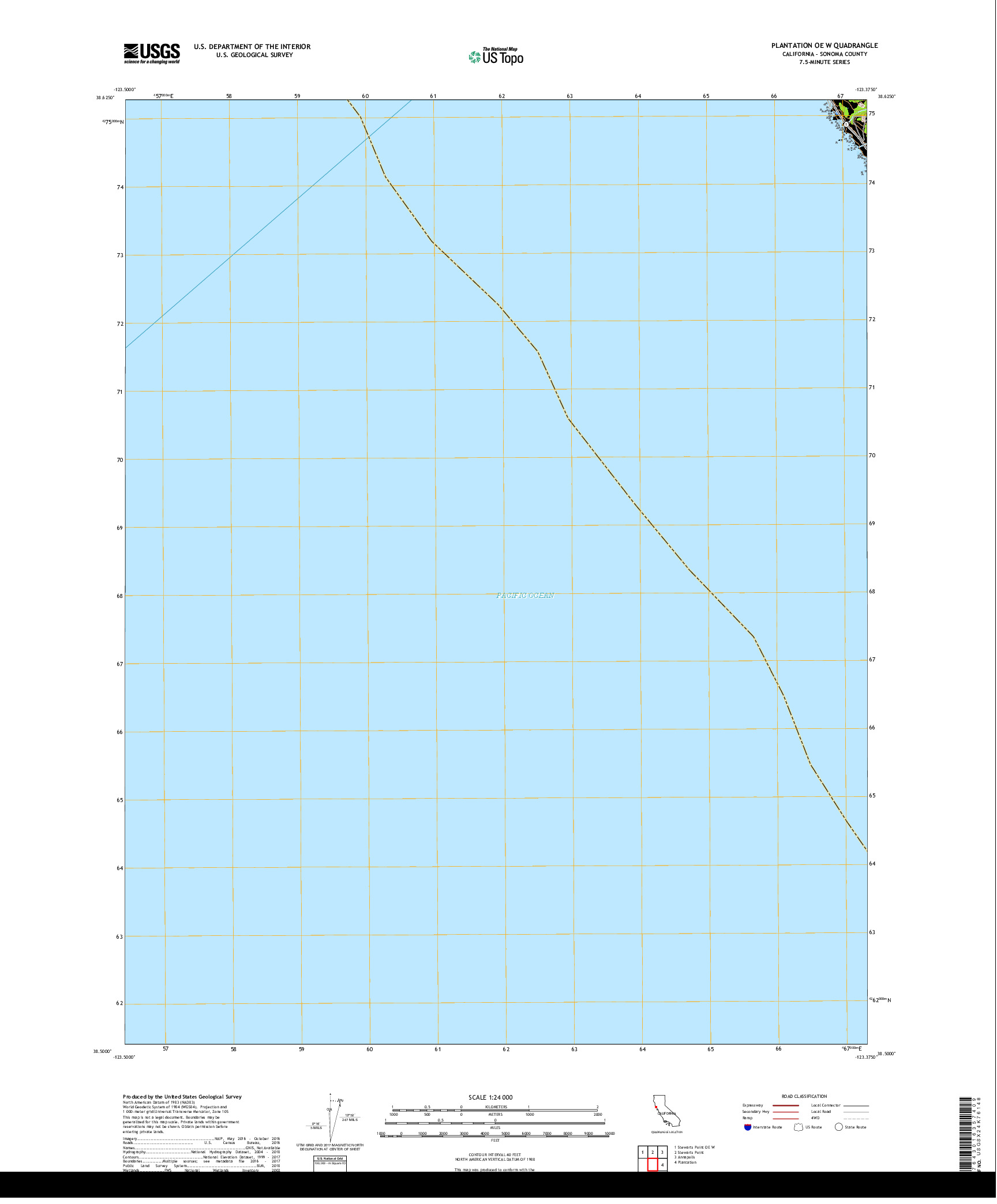 USGS US TOPO 7.5-MINUTE MAP FOR PLANTATION OE W, CA 2018