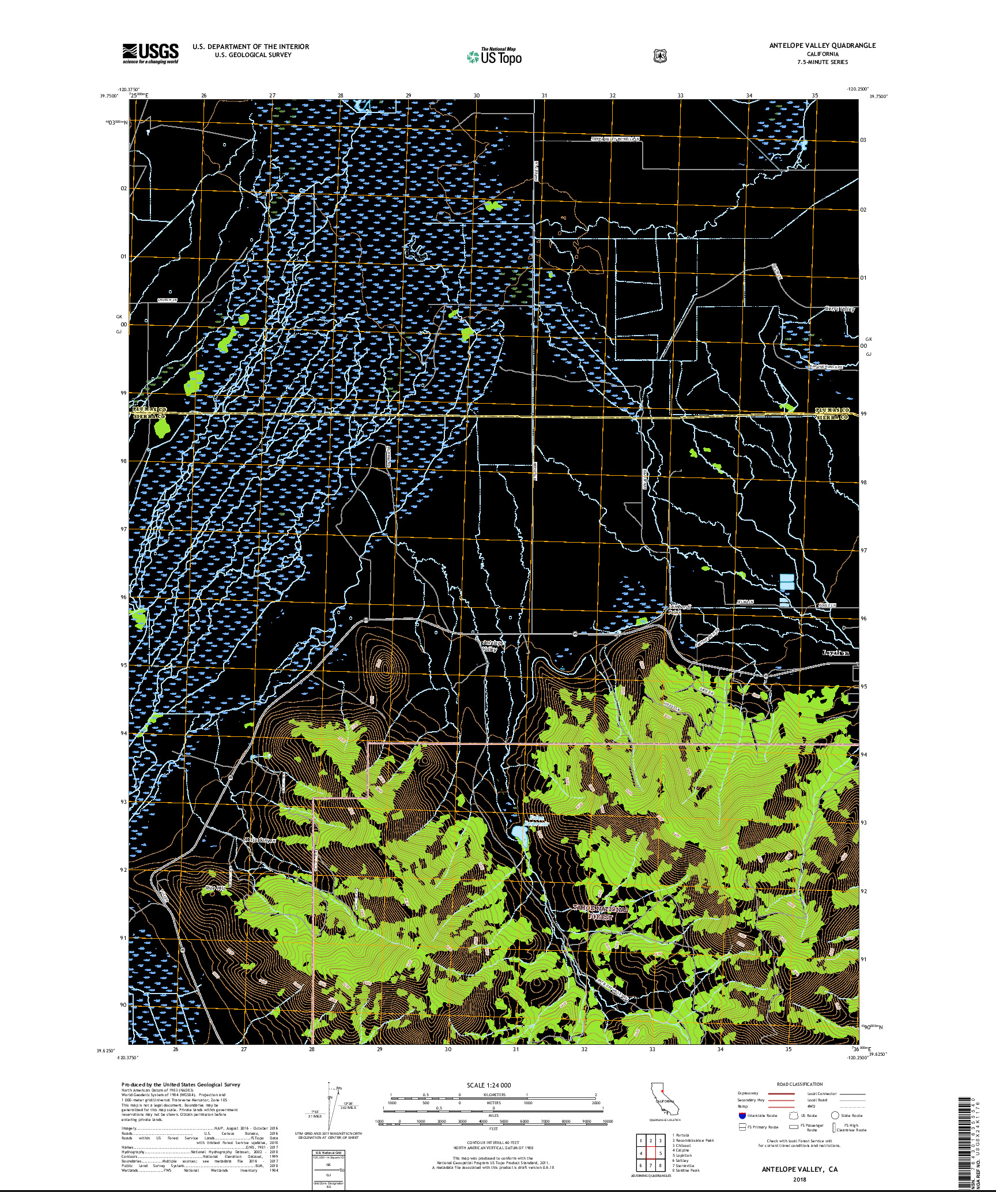 USGS US TOPO 7.5-MINUTE MAP FOR ANTELOPE VALLEY, CA 2018