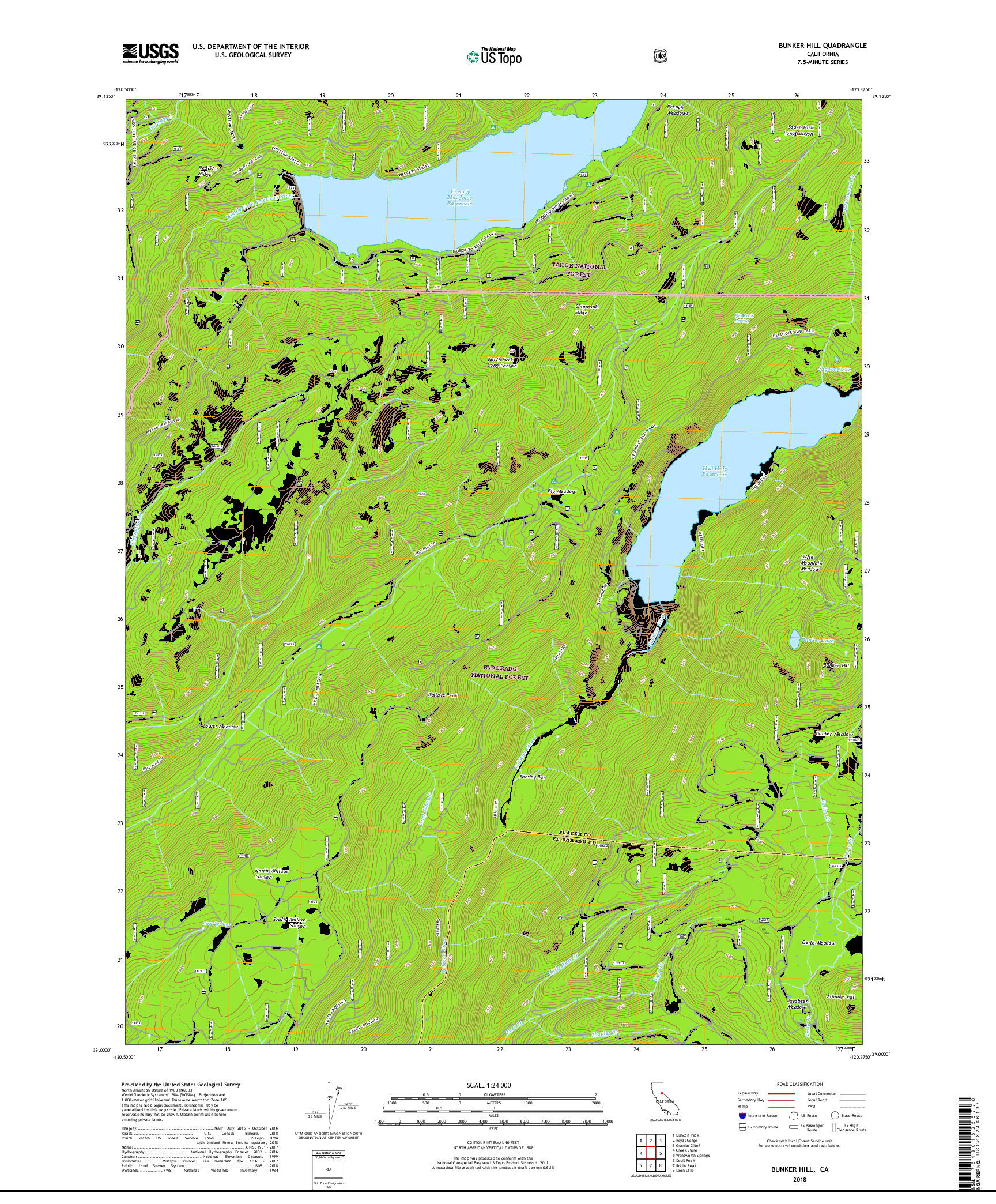 USGS US TOPO 7.5-MINUTE MAP FOR BUNKER HILL, CA 2018