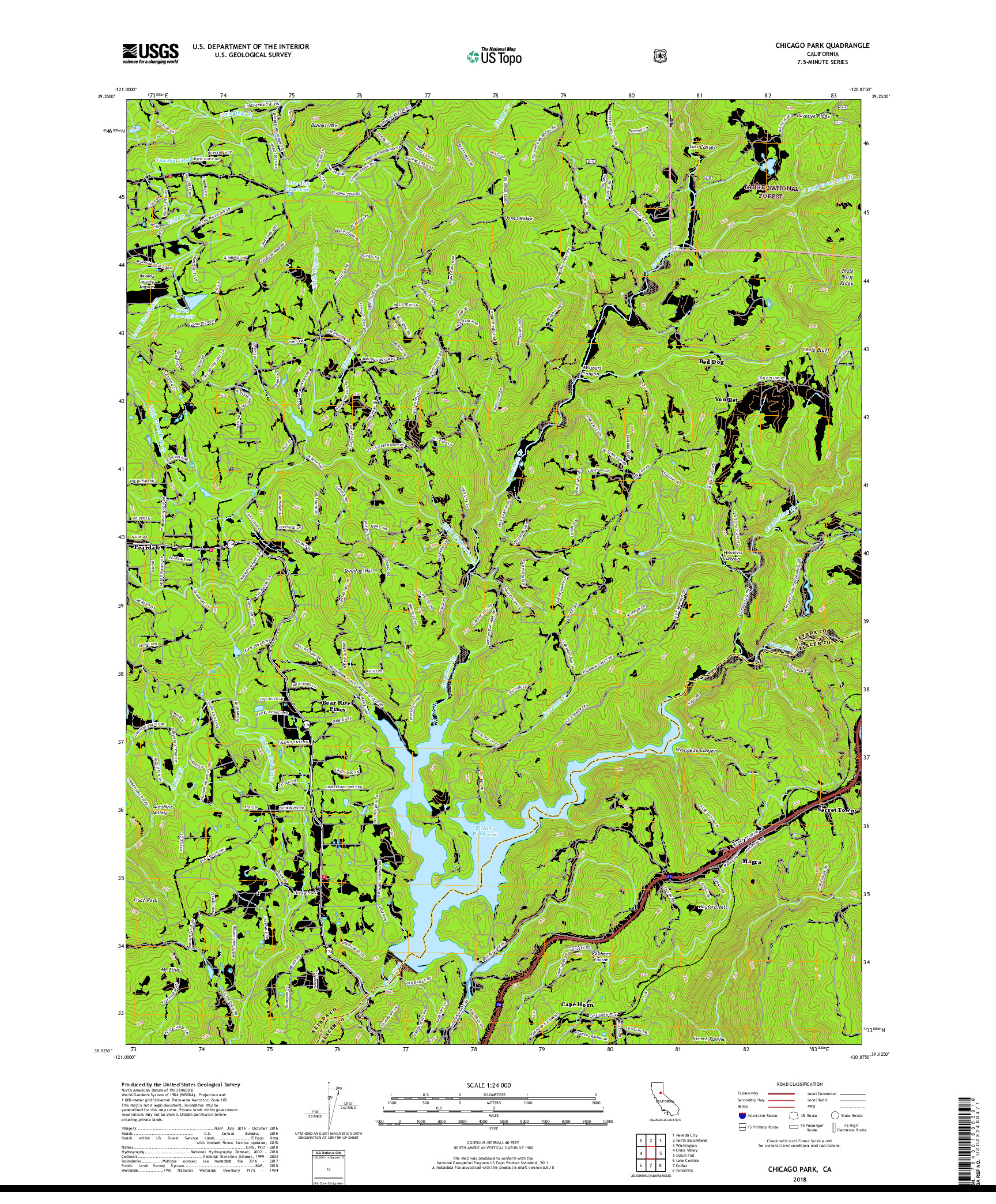 USGS US TOPO 7.5-MINUTE MAP FOR CHICAGO PARK, CA 2018