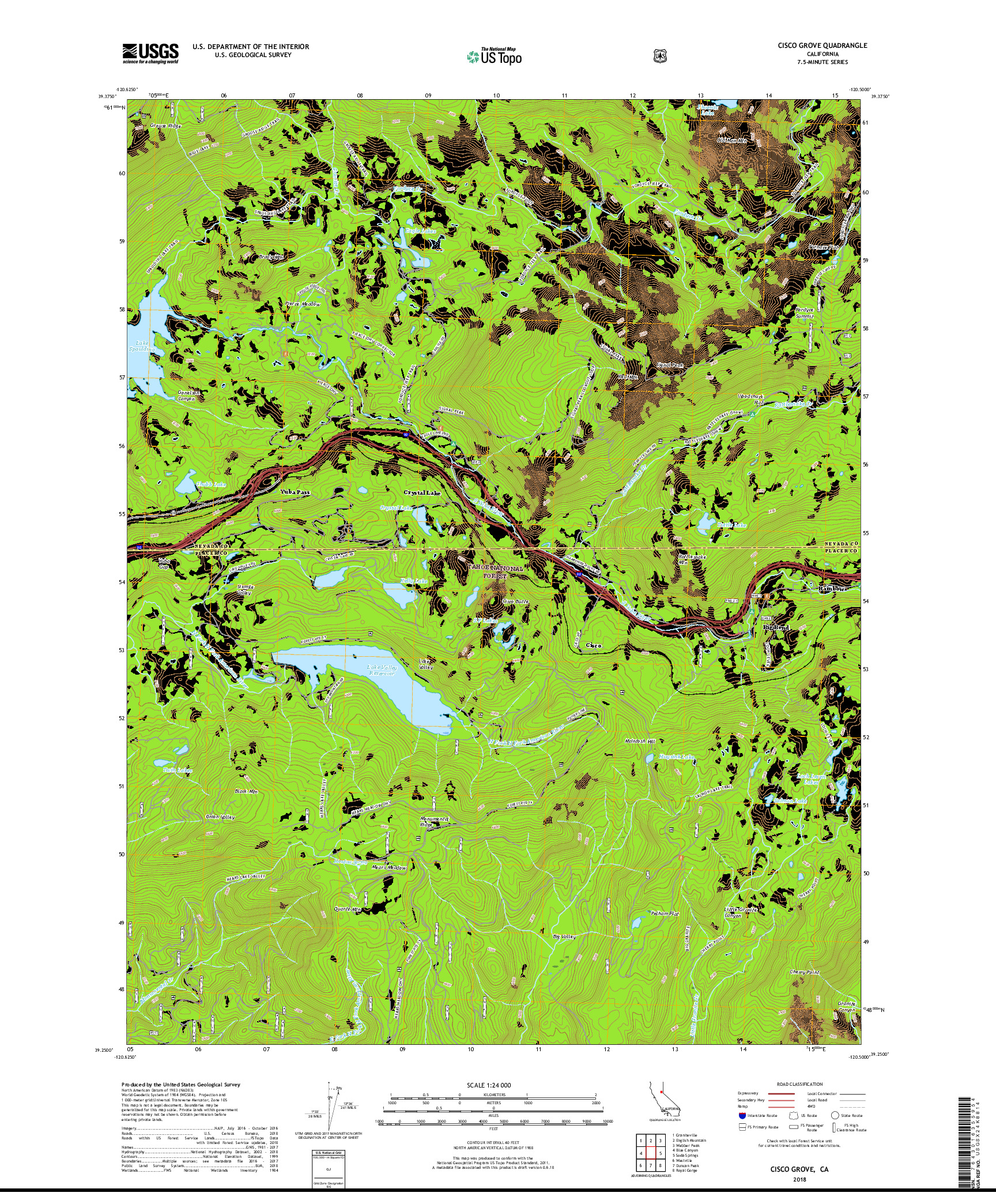 USGS US TOPO 7.5-MINUTE MAP FOR CISCO GROVE, CA 2018