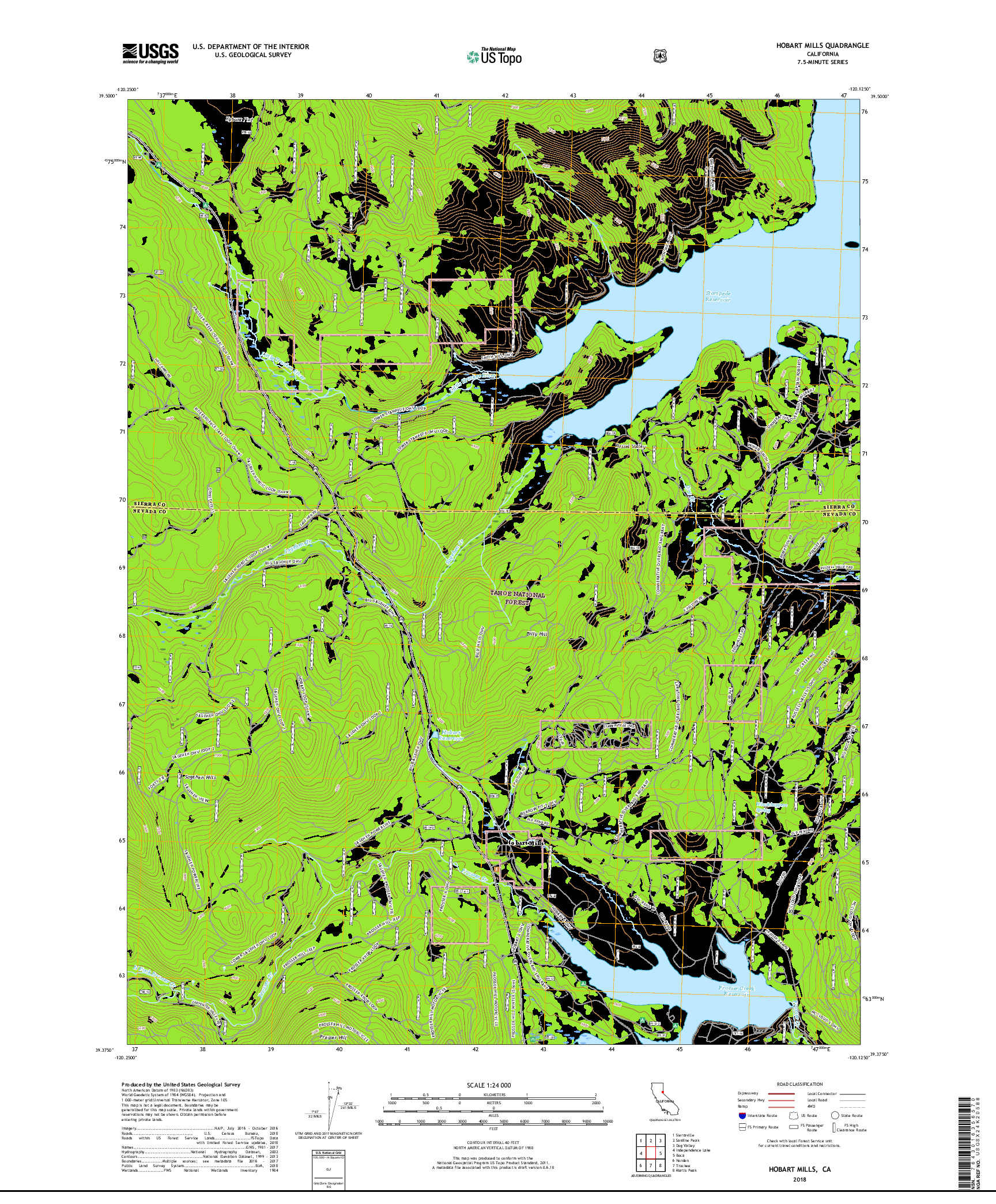 USGS US TOPO 7.5-MINUTE MAP FOR HOBART MILLS, CA 2018