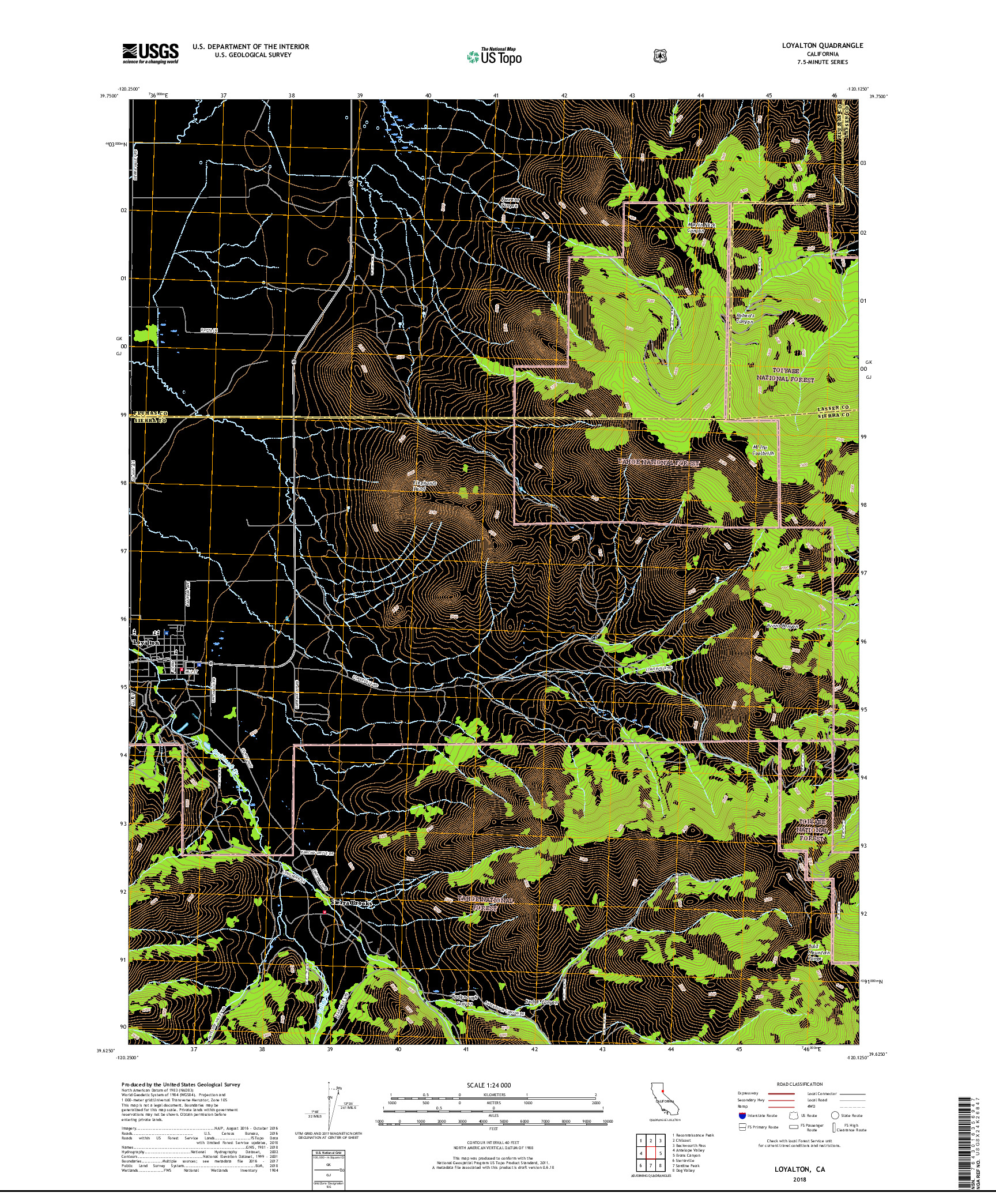 USGS US TOPO 7.5-MINUTE MAP FOR LOYALTON, CA 2018