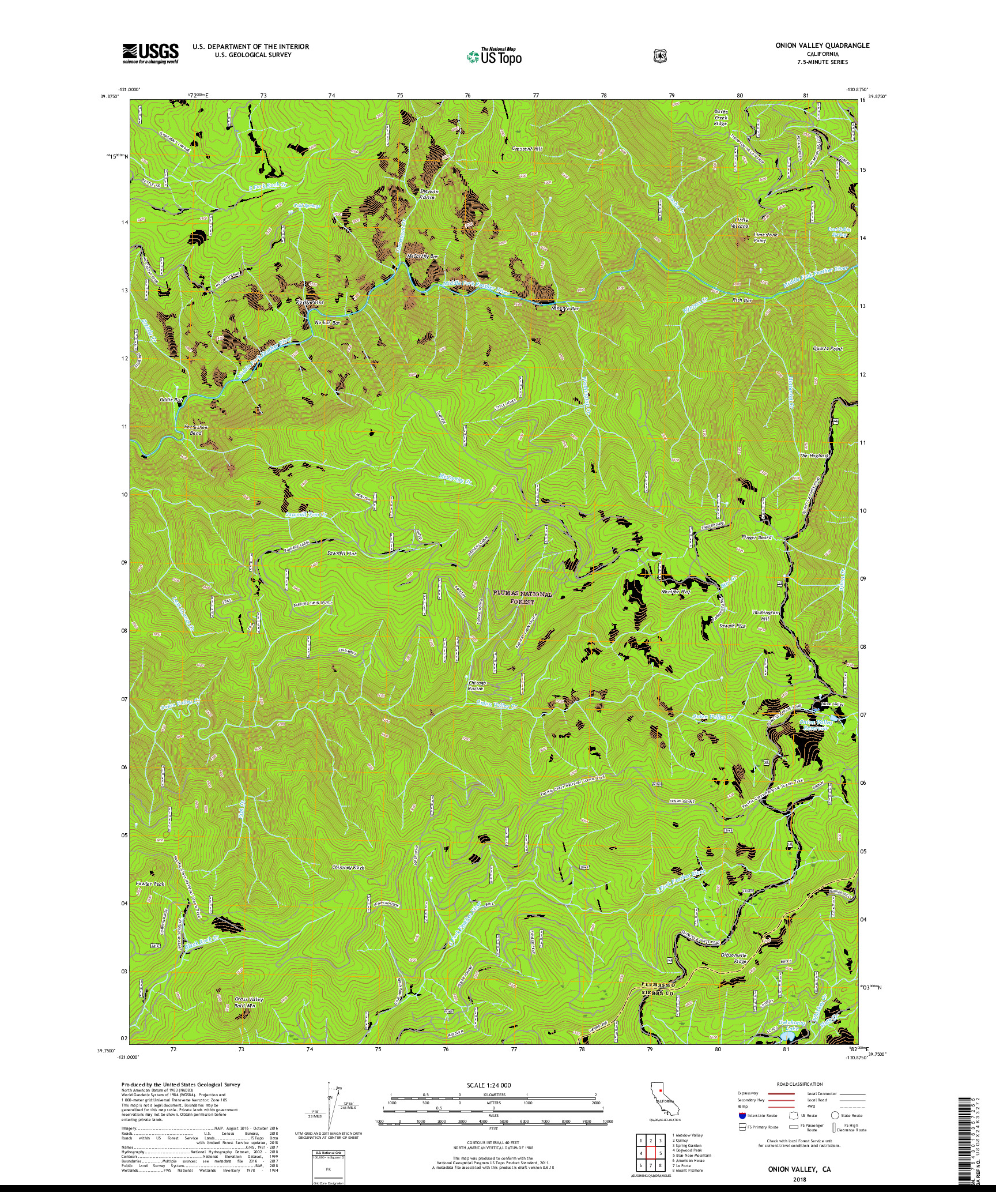 USGS US TOPO 7.5-MINUTE MAP FOR ONION VALLEY, CA 2018