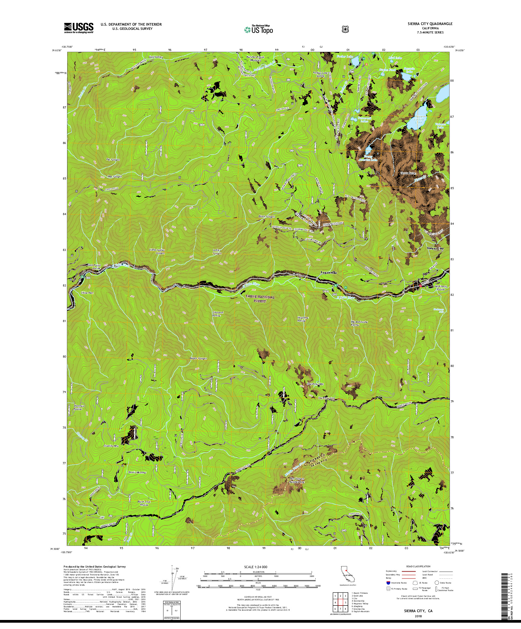 USGS US TOPO 7.5-MINUTE MAP FOR SIERRA CITY, CA 2018